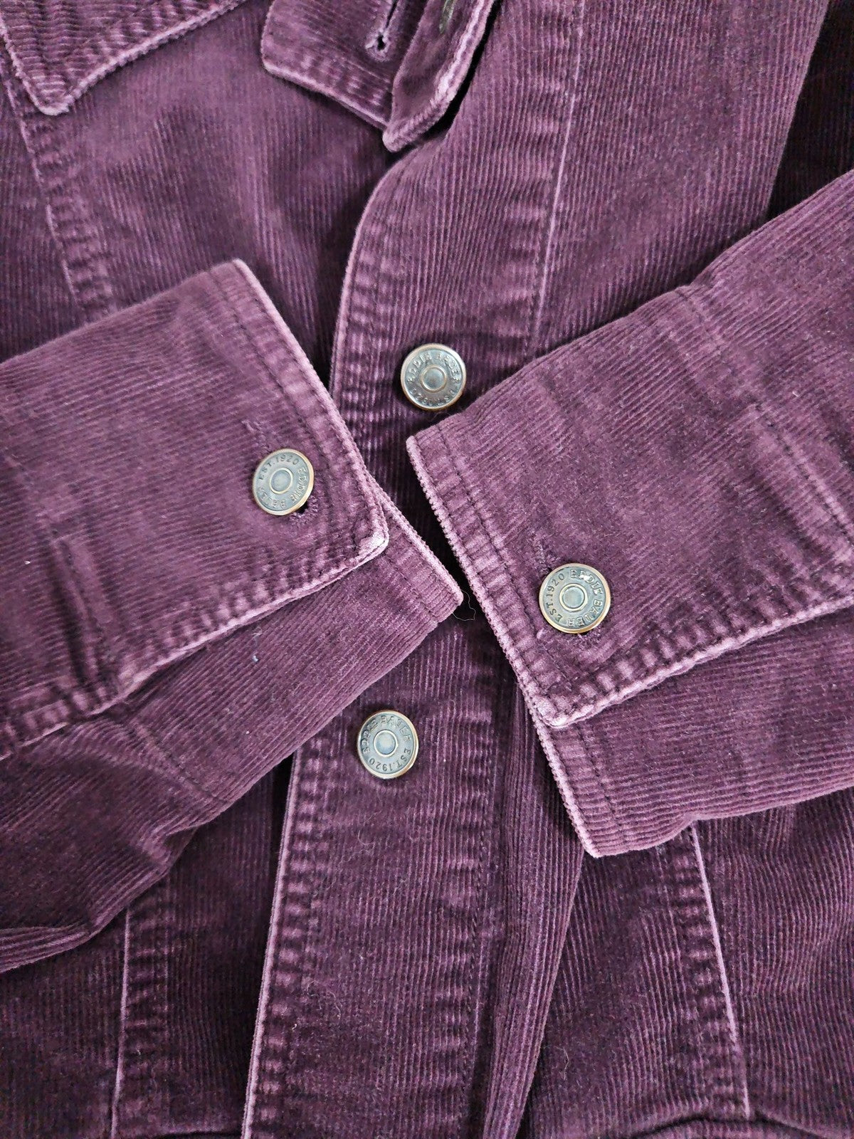Eddie Bauer Plum Purple Corduroy Cargo Pocket Snap Front Jacket Women's XL