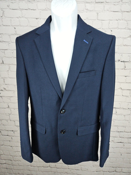 Soul of London Navy Blue 2 Button Notch Floral Lined Blazer Sport Coat 38R