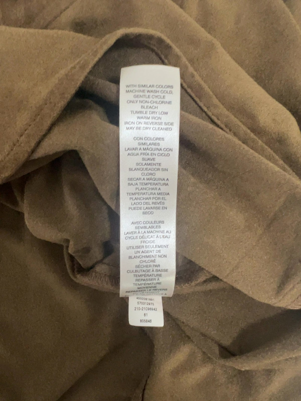 Chico's Brown Faux Suede Button Front Long Sleeve Tunic Blouse Size 3 (US L)