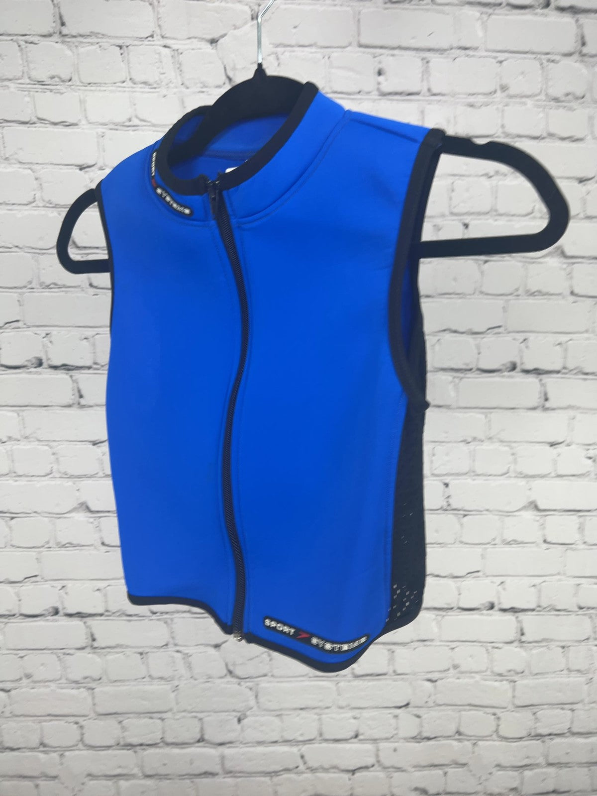 VTG Speedo Sport Systems Blue Full Zip Mesh Panel Sleeveless Swim Top Kids 10