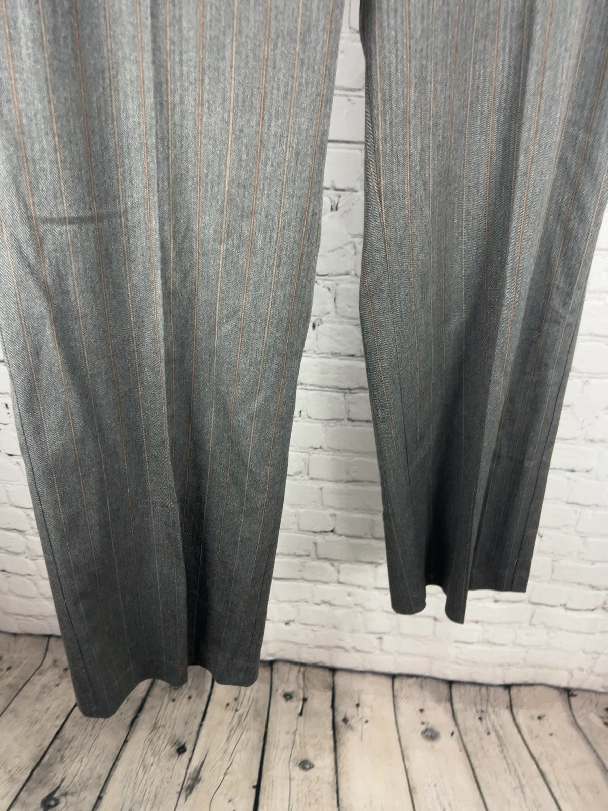 Talbots Gray Pinstripe Herringbone Stretch Trouser Pants Women's 14