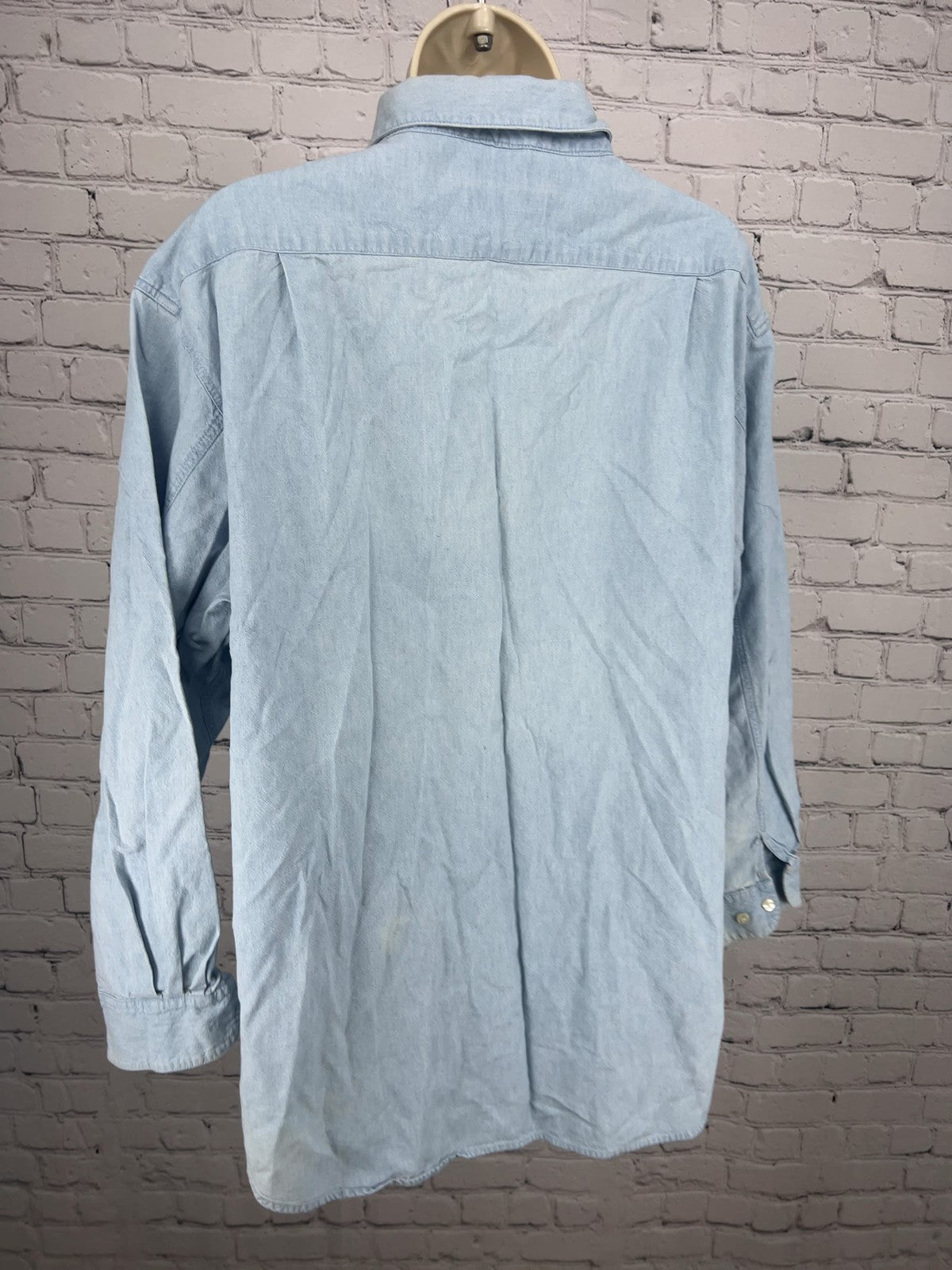 VTG Cambridge Sports Club Christmas Lights Embroidered Denim Shirt Women's L