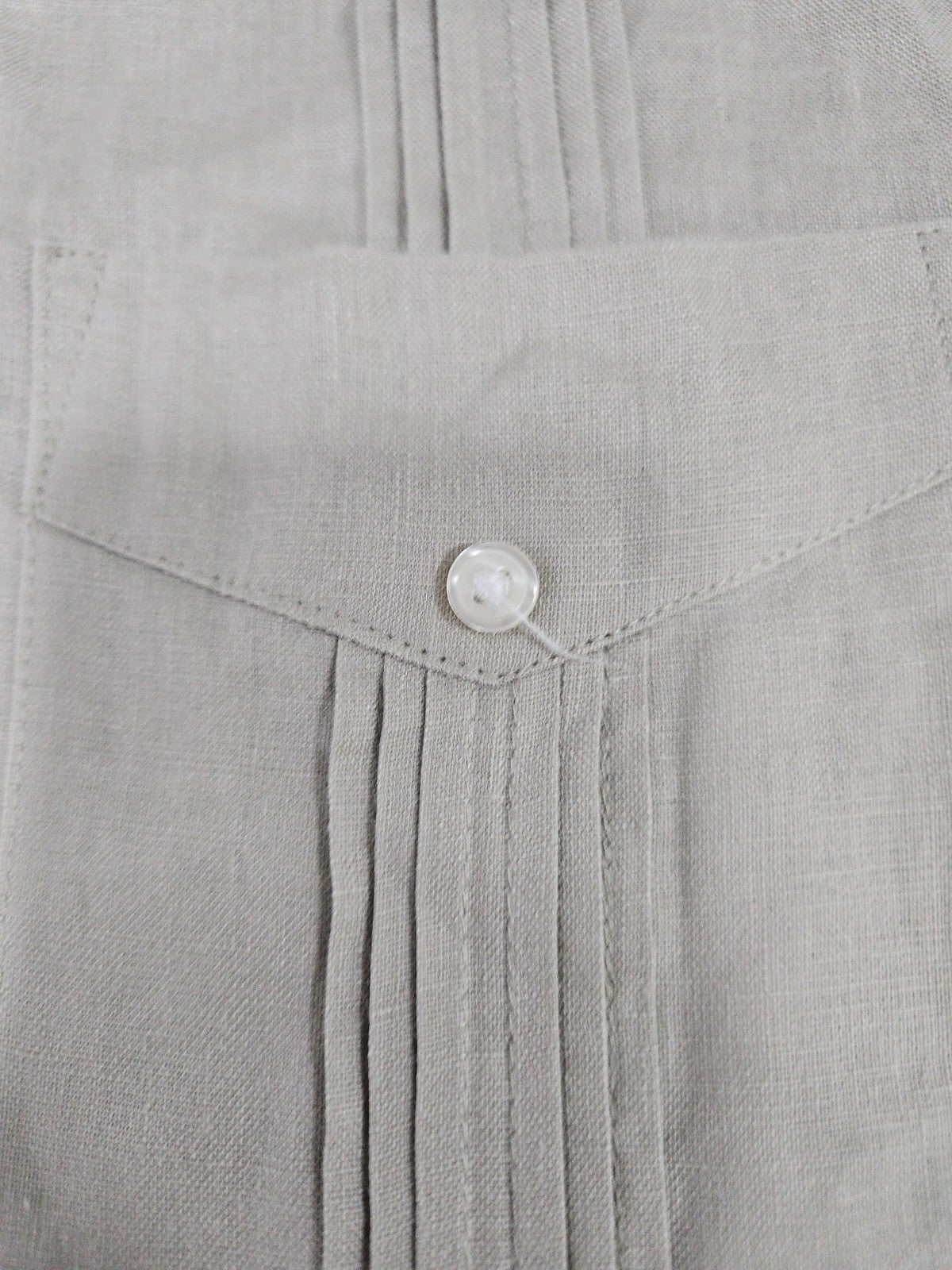 28 Palms Khaki 100% Linen Guayabera Short Sleeve Button Up Shirt Men's L