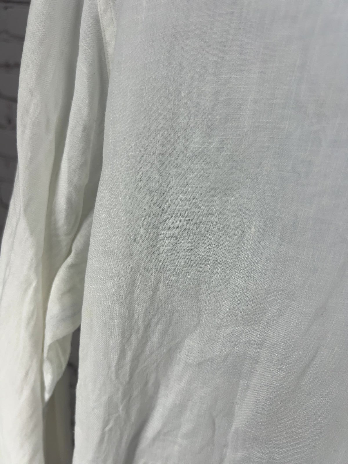 Toscana Aqua White 100% Linen Long Sleeve Button Up Pocket Shirt XL