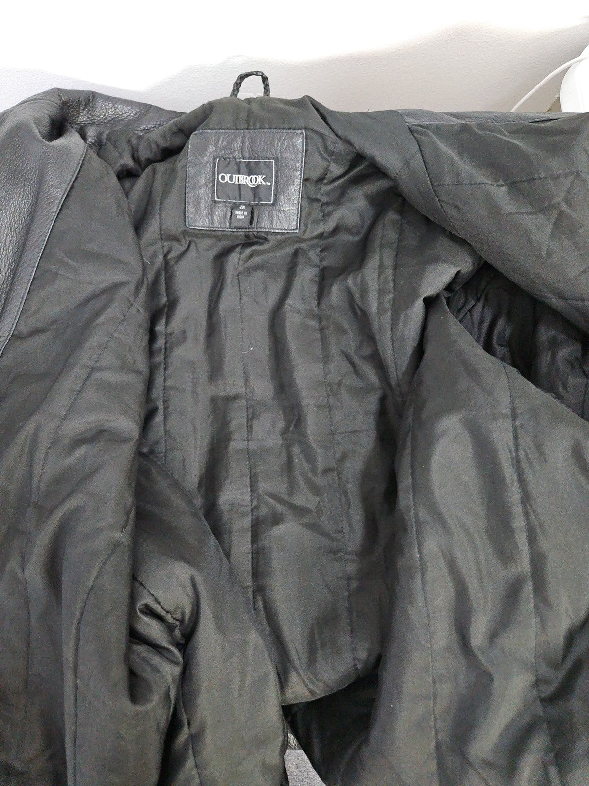 VTG Outbrook Black Genuine Leather Lined Bomber Jacket Zip Front Mens 2X