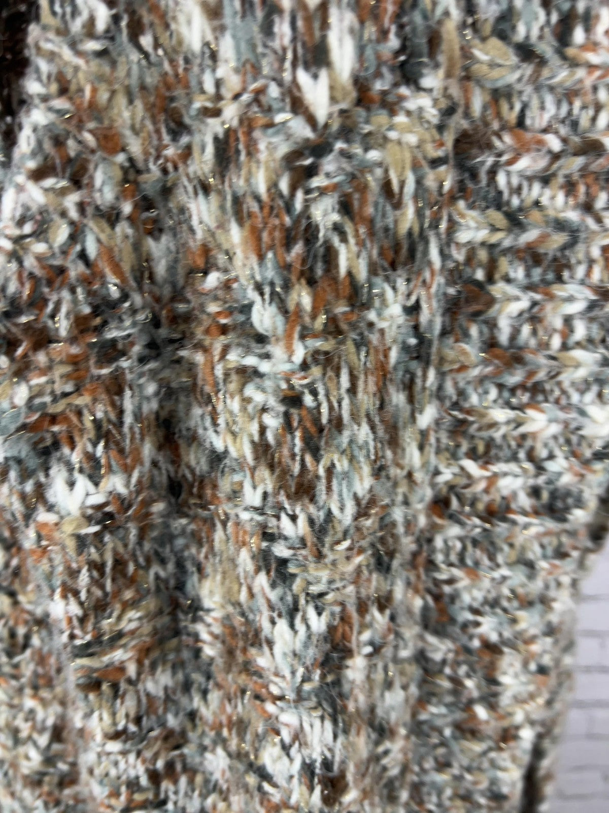 Chico's Brown Multicolor Chunky Knit Metallic Open Front Sweater Vest 2 (US M)