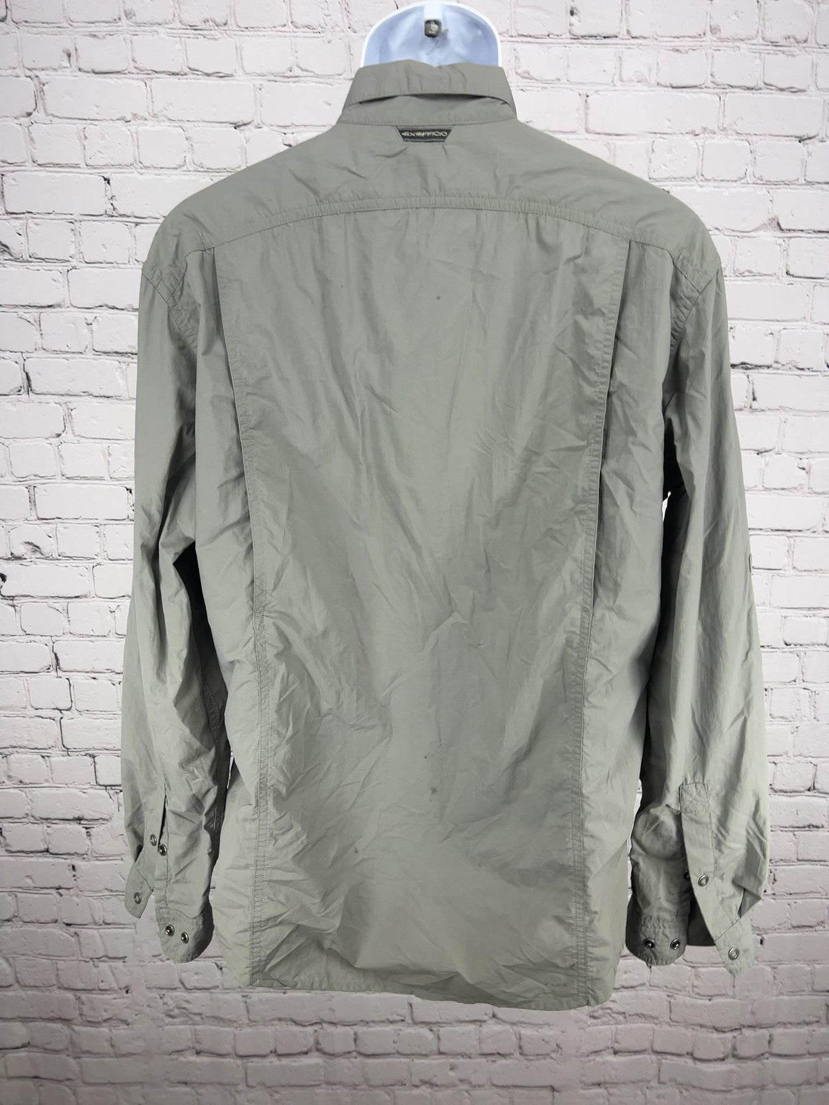ExOfficio Insect Shield Olive Nylon Vented Long Sleeve Fishing Shirt L