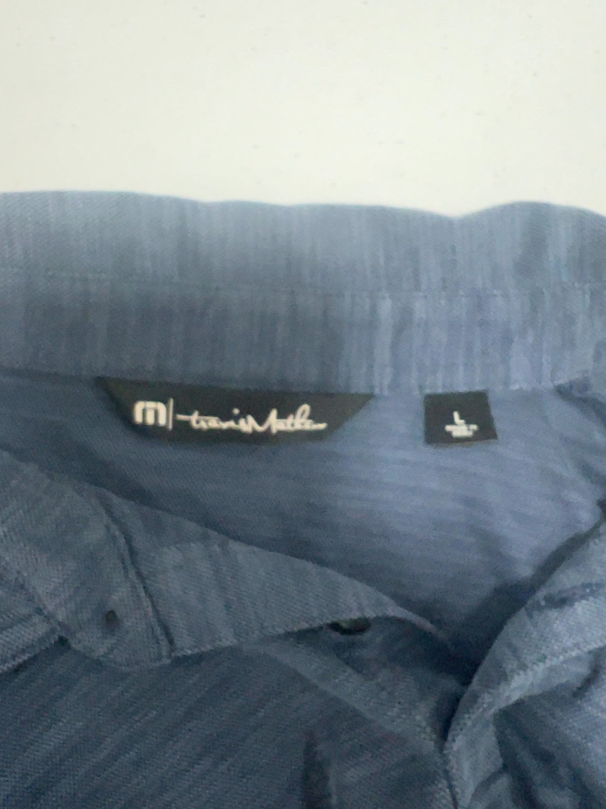 Travis Mathew Blue Heather Pima Cotton Blend Short Sleeve Golf Polo Shirt L