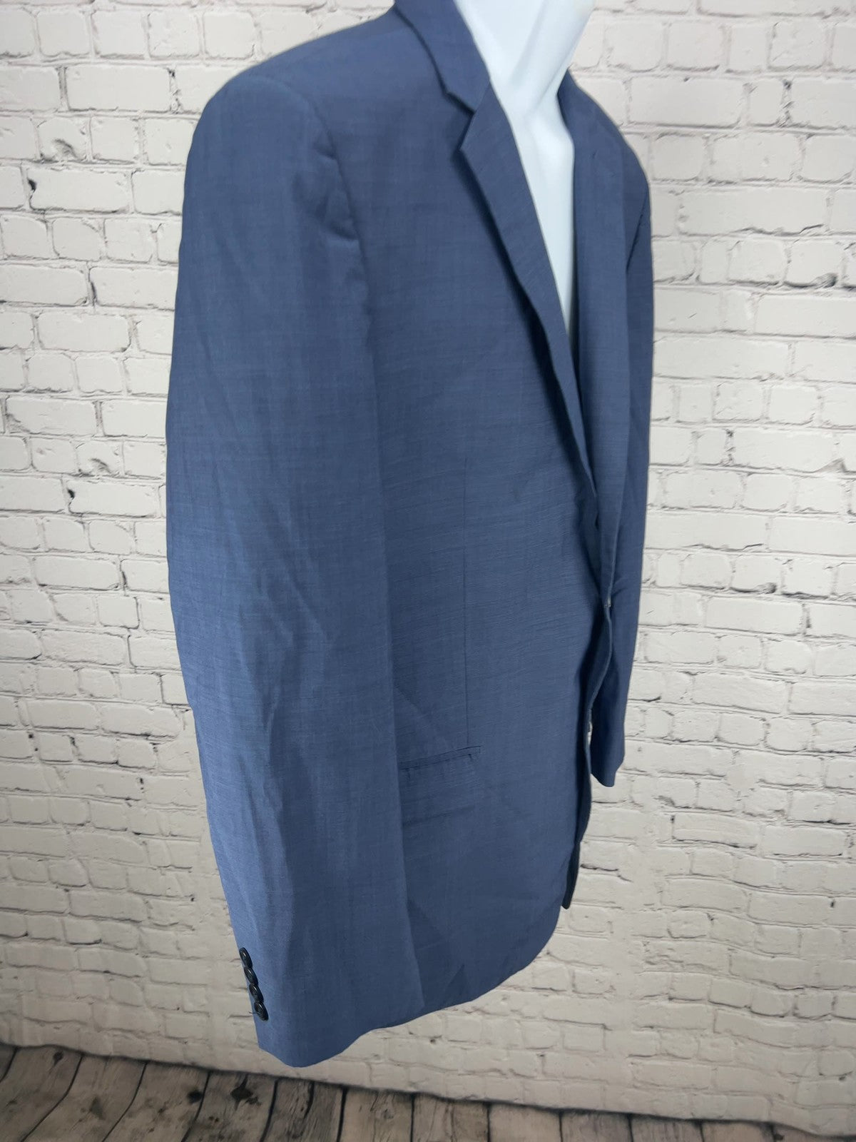 Perry Ellis Portfolio Blue Wool Blend Slim Fit 2 Button Blazer Sport Coat 44L