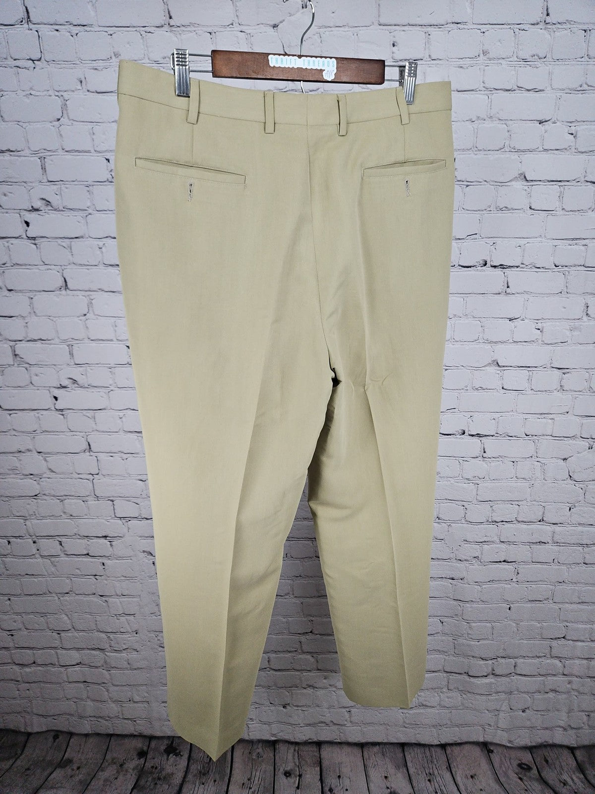 VTG Joseph Abboud Khaki Pleated Rayon Blend Dress Pants Men's 36 (35X30.5)
