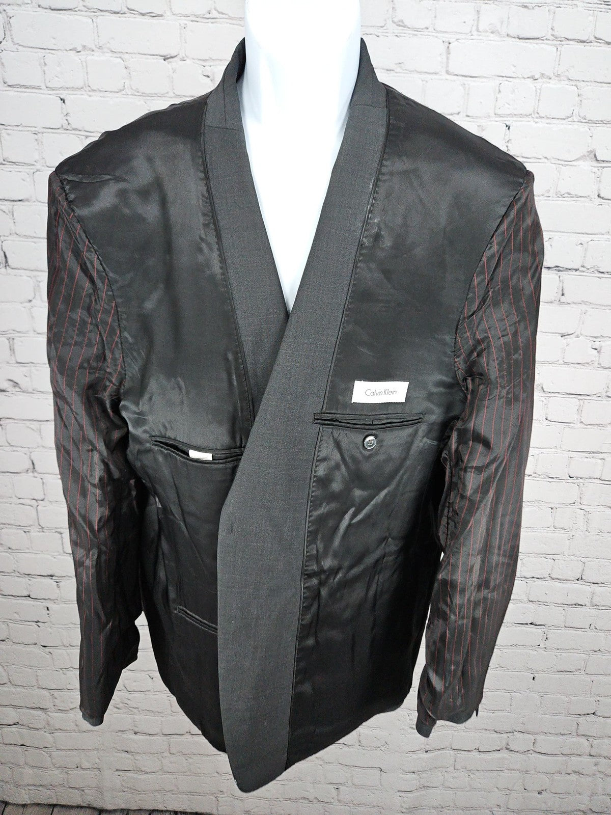 Calvin Klein Charcoal Gray Wool Blend 2 Button Notch Blazer Sport Coat 46R