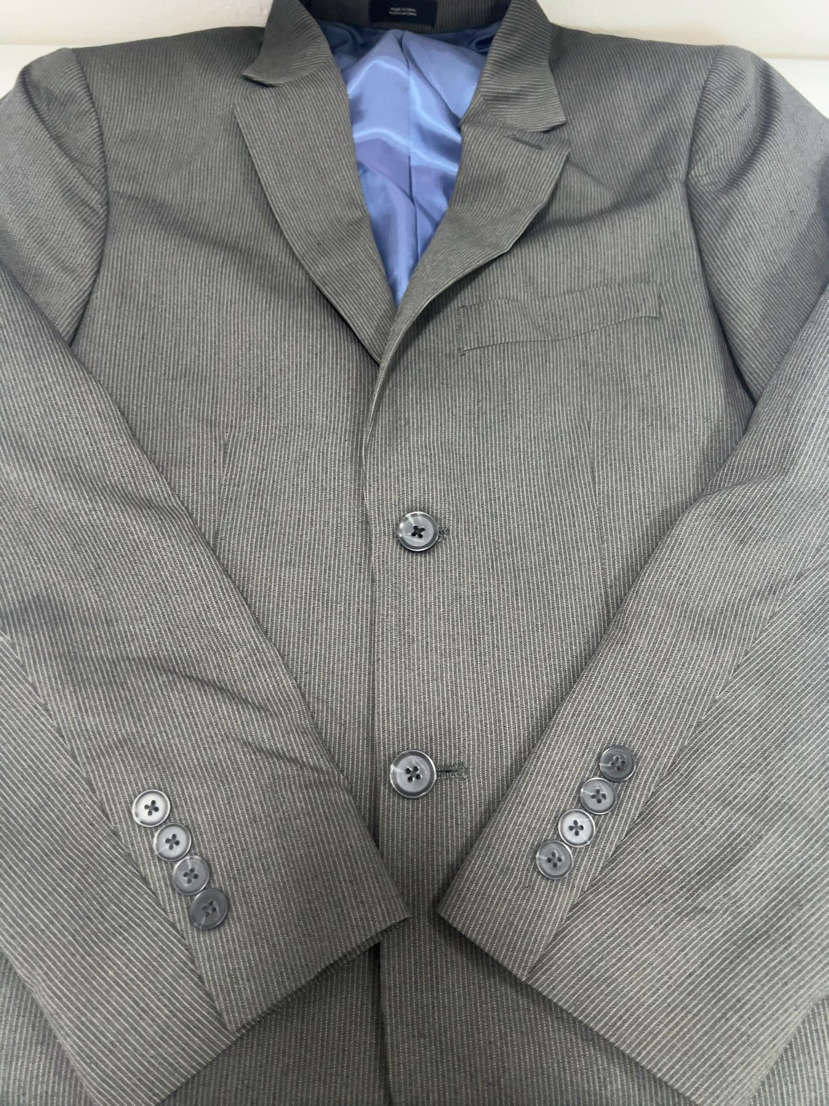 J Ferrar Gray Pinstripe Modern Fit 2 Button Notch Blazer Sport Coat 34S