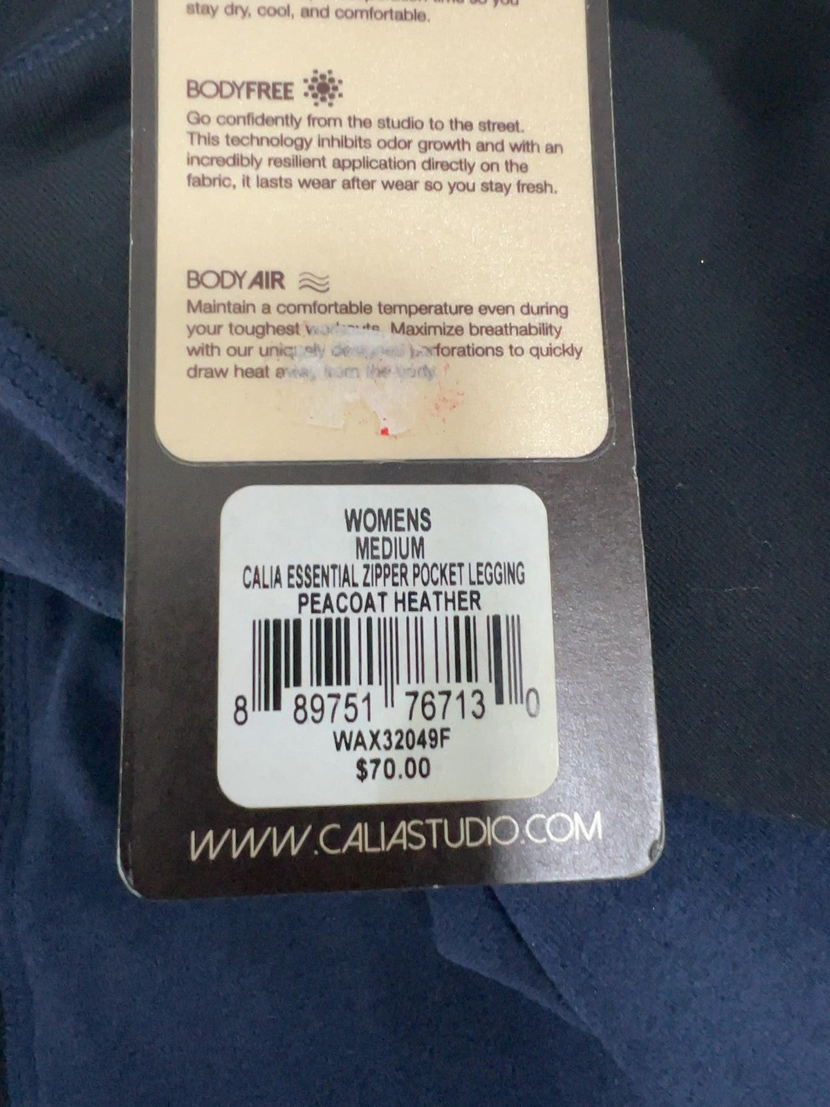 NWT Calia Carrie Underwood Navy Black Zip Pocket High Waist Leggings M