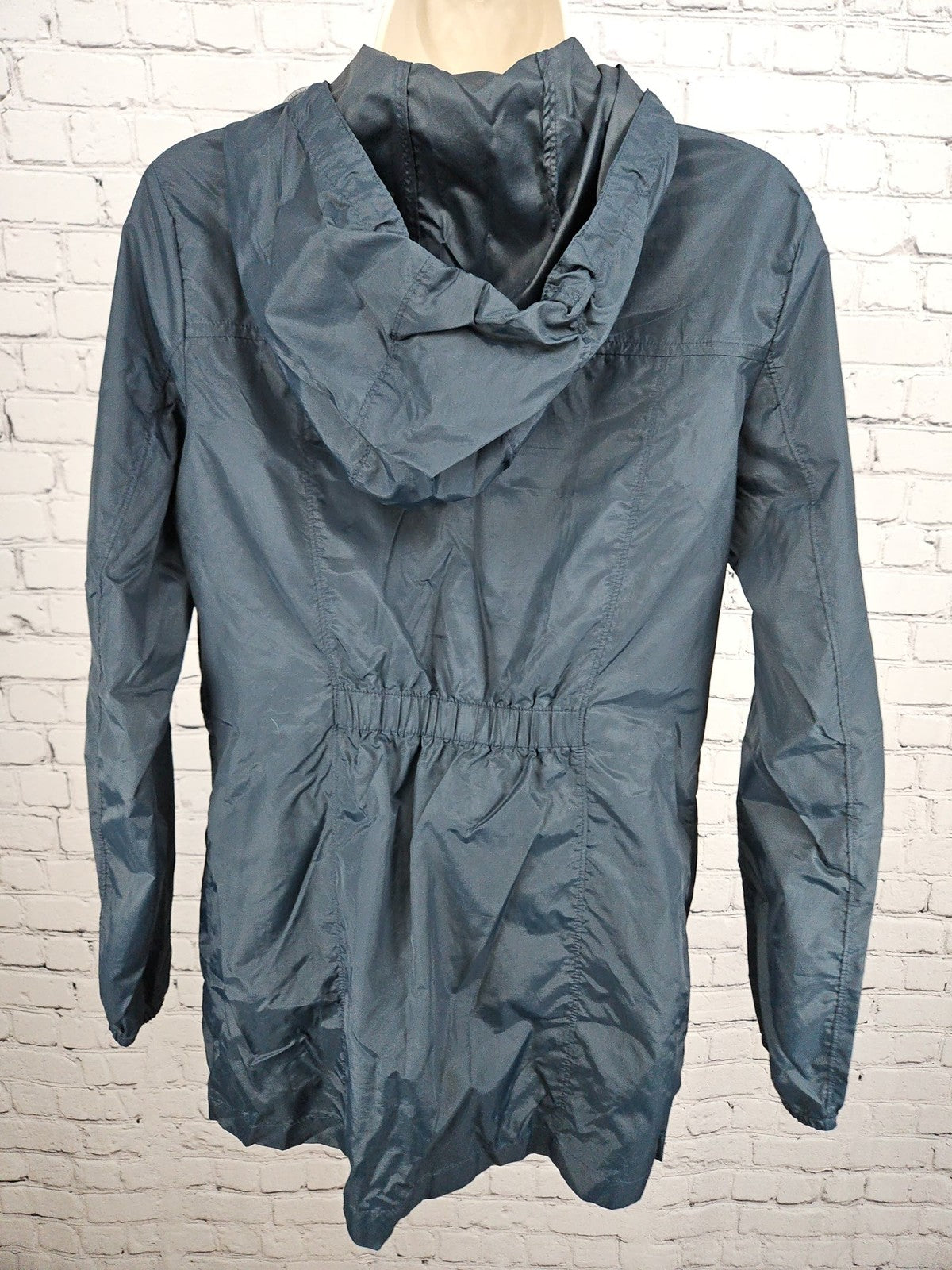 Lands' End Navy Hooded Full Zip Windbreaker Rain Jacket Women's XS