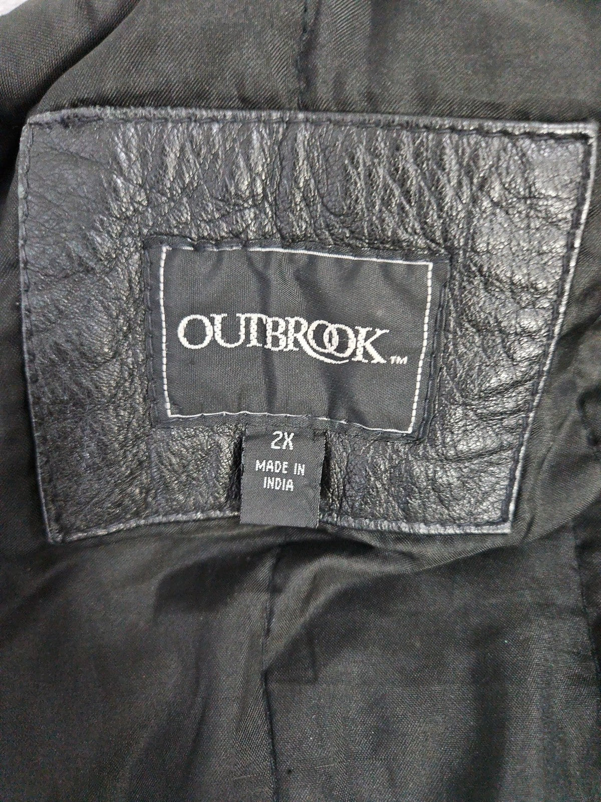 VTG Outbrook Black Genuine Leather Lined Bomber Jacket Zip Front Mens 2X