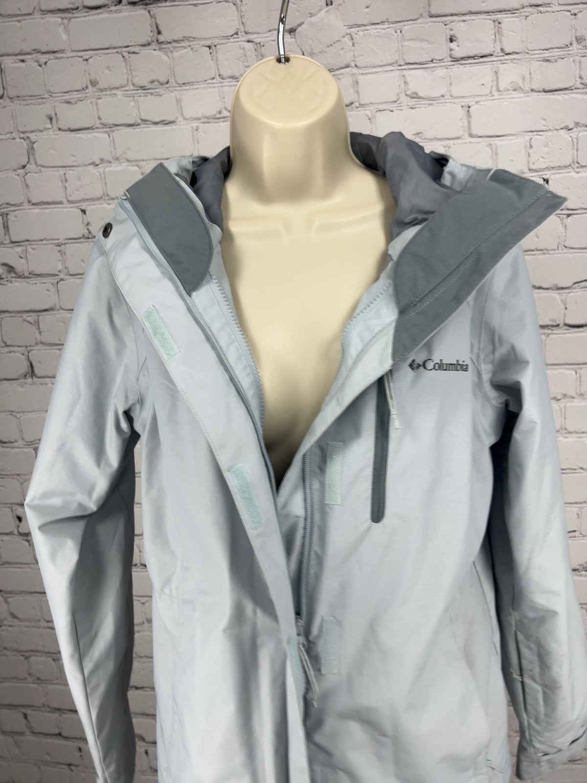 Columbia Interchange Light Gray Omni-Tech Hooded Shell Jacket Women's S