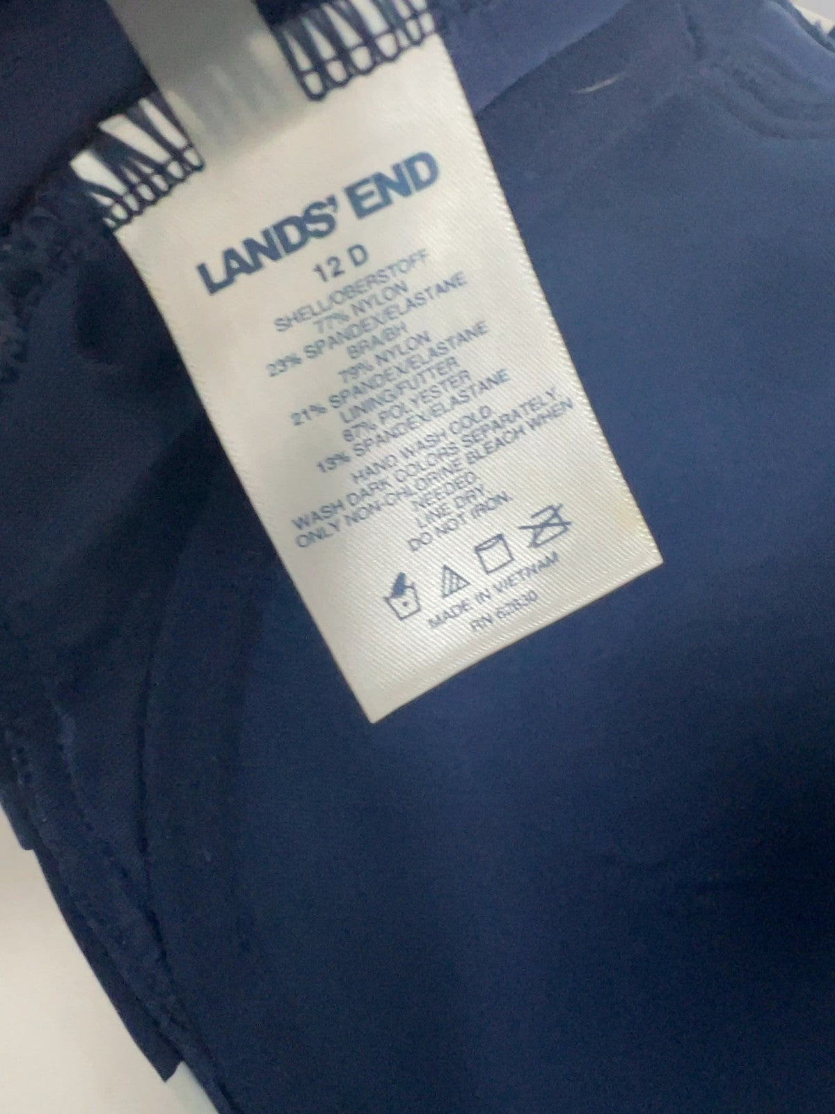Lands' End Navy White Polka Dot Twist Front Underwire Bikini Top 12 D