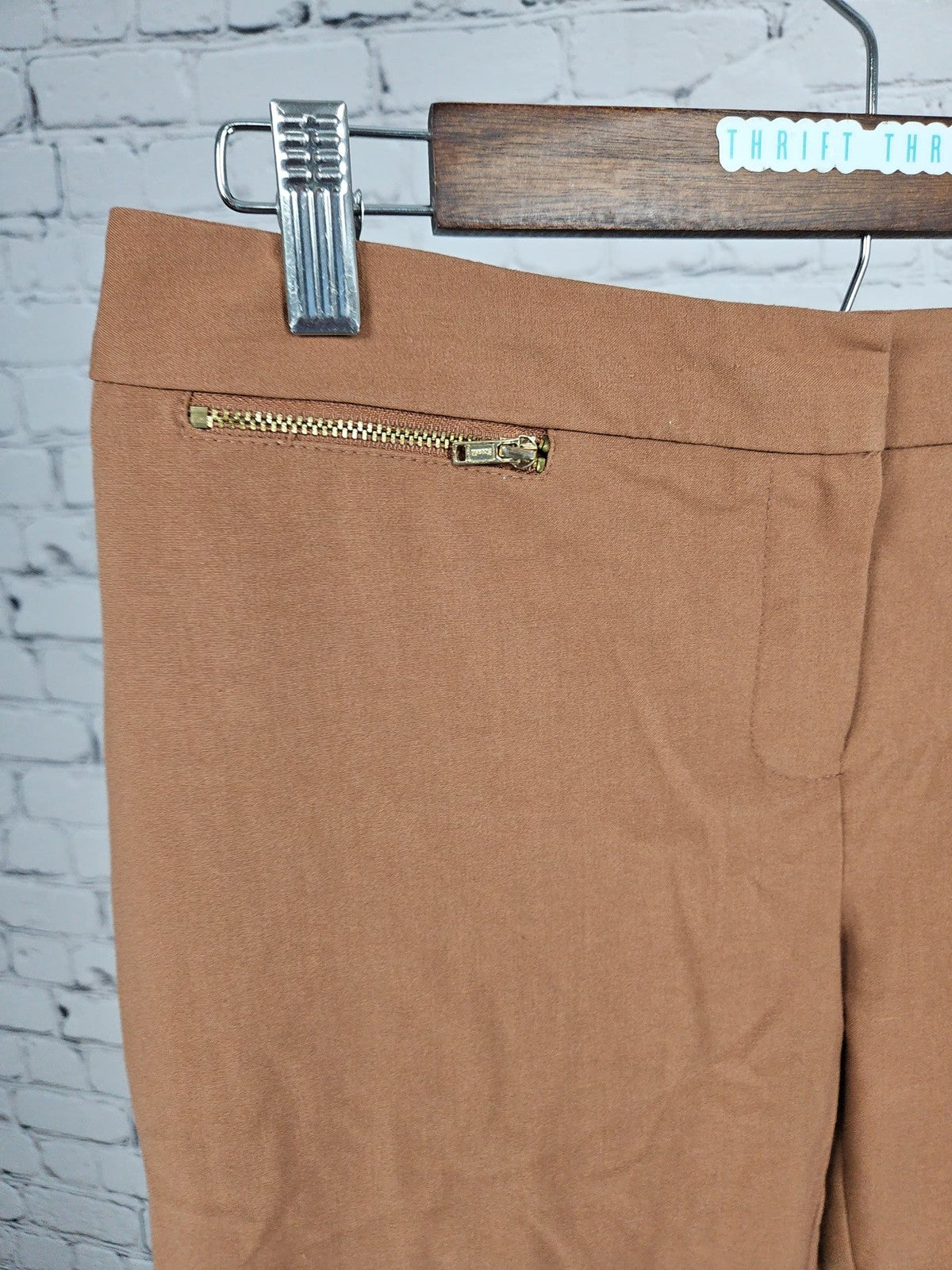 Ellen Tracy Brown Zip Pocket Slim Ankle Women's Dress Pants 2 (30X27.5)