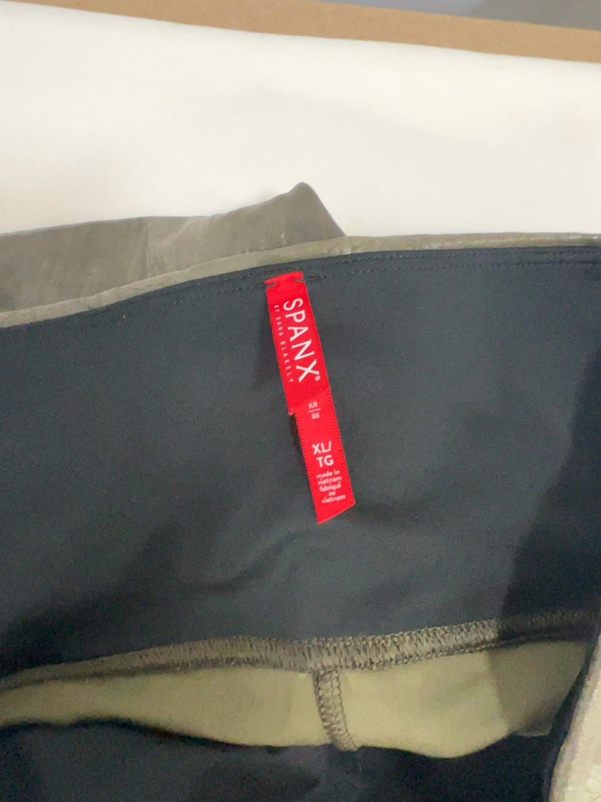 Spanx Olive Green Faux Leather Croc Shine High Rise Leggings XL