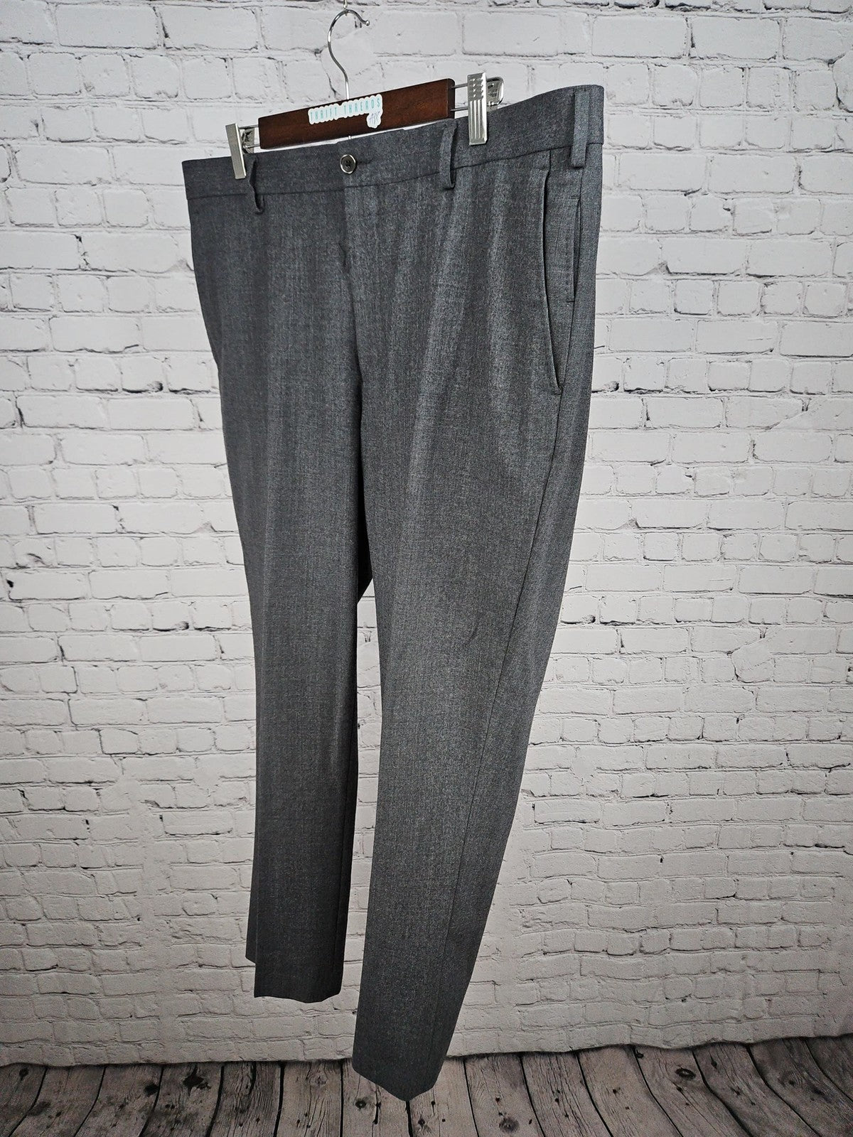 Hart Schaffner Marx Gray Wool Blend Flat Front Dress Pants 38 (39X30)