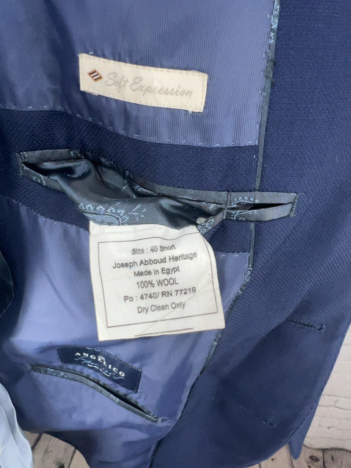 Joseph Abboud Heritage Navy 100% Wool 2 Button Slim Fit Blazer Sport Coat 40S