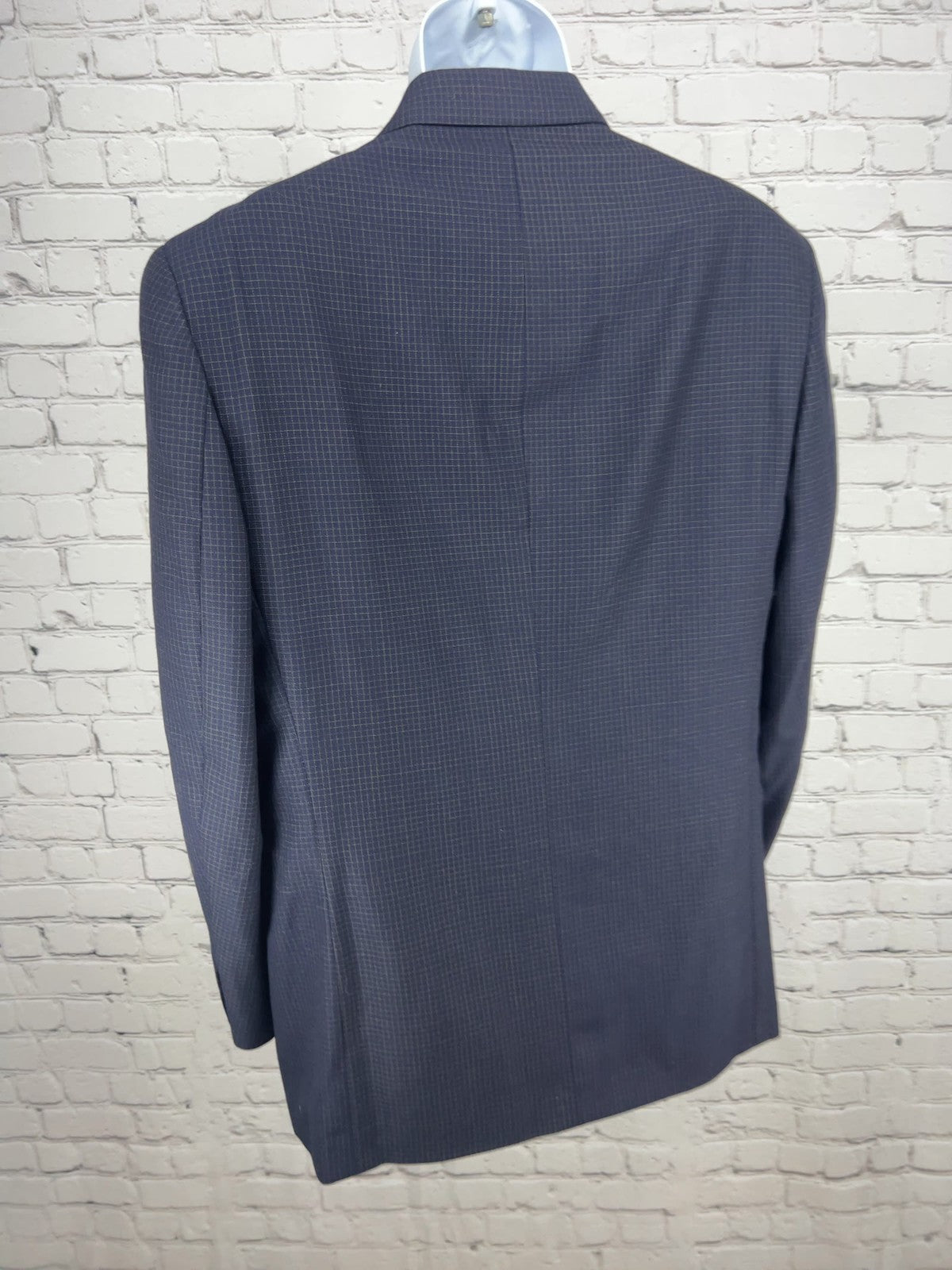 Nautica Navy Check 100% Wool 3 Button Notch Blazer Sport Coat 40R