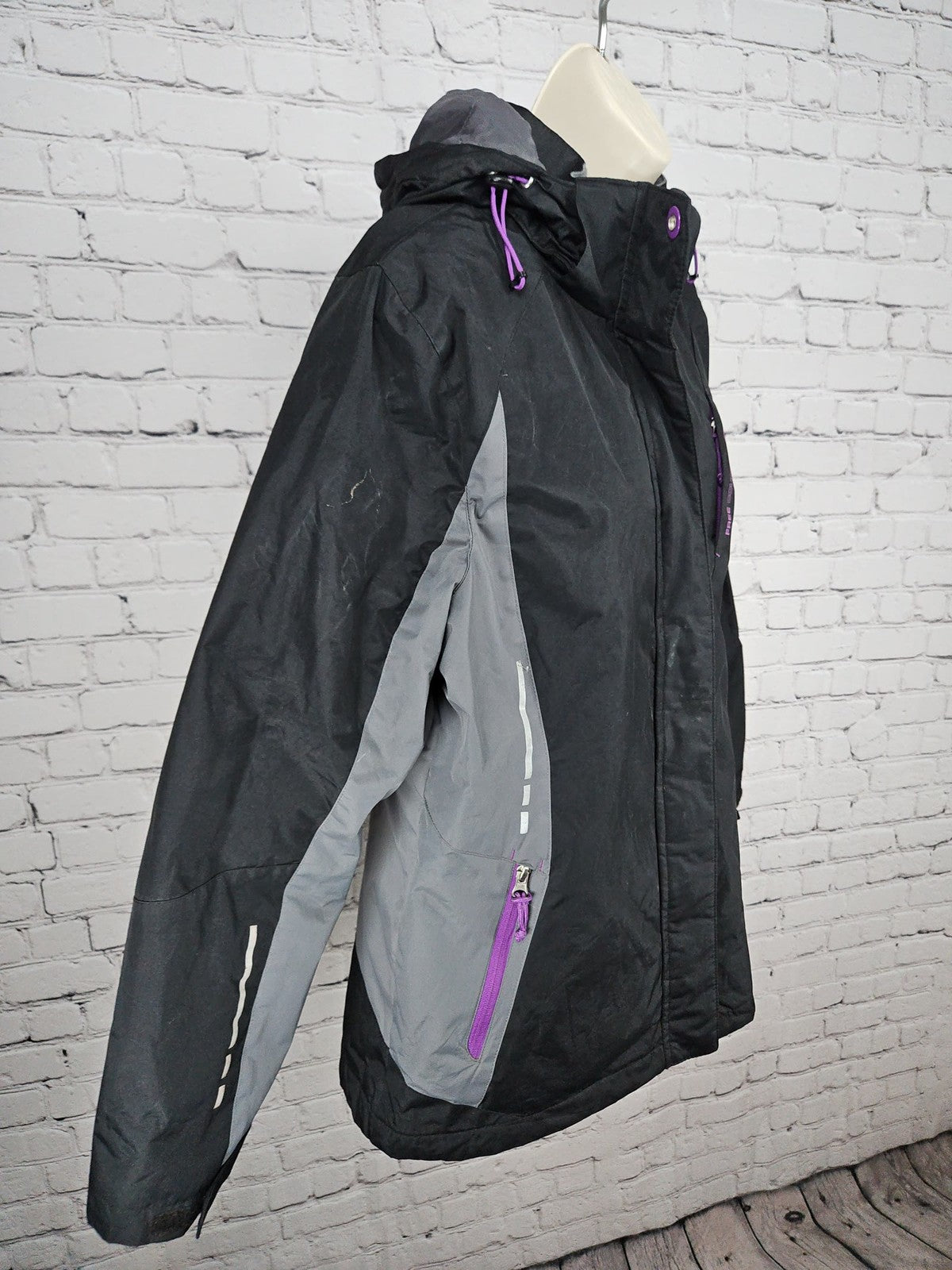 Free Country Radiance Black Gray 3 in 1 Hooded Winter Jacket Women's L