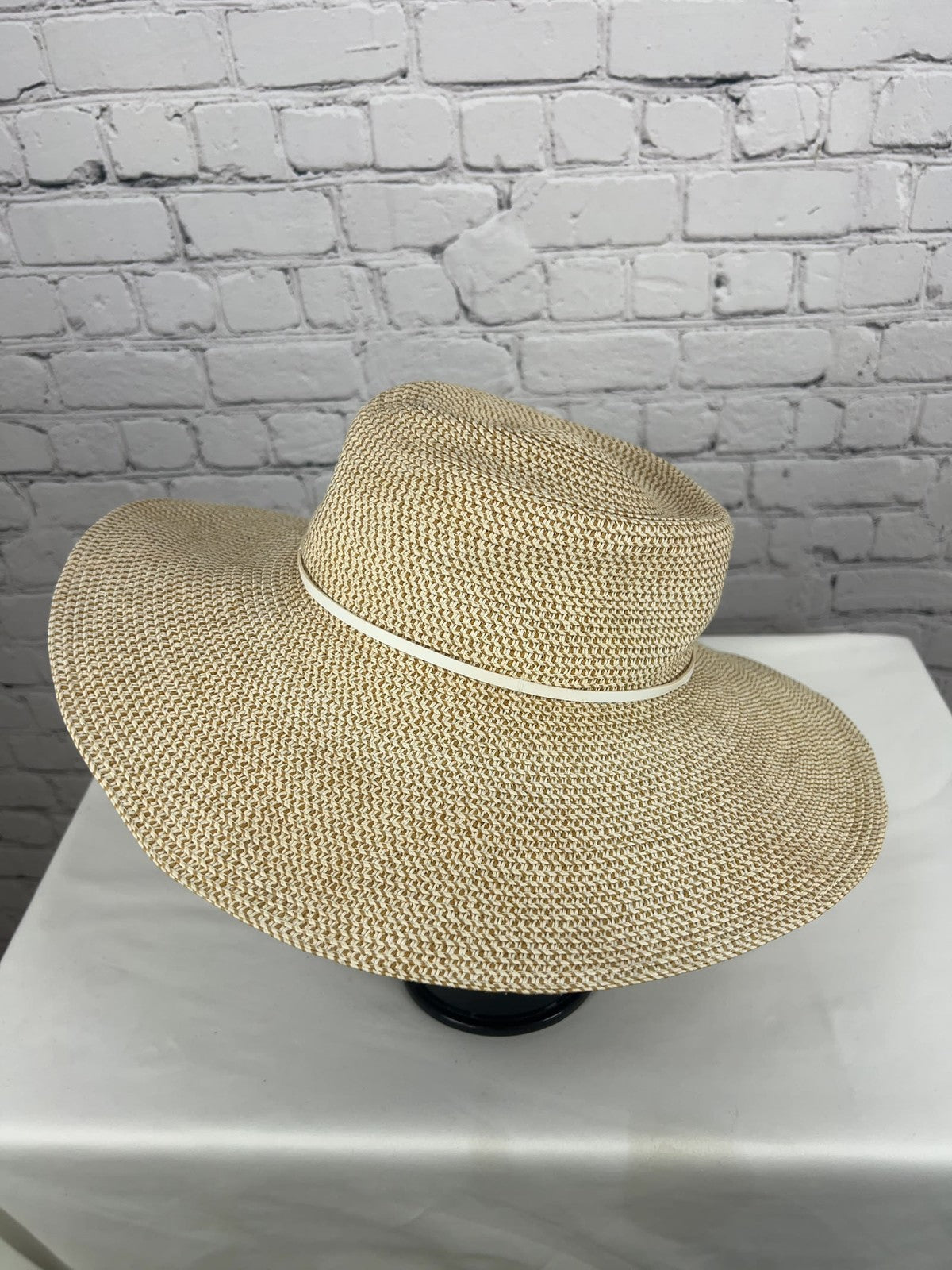 Nikki Beach Harper Tan Toyo Straw Wide Brim Sun Hat UPF 50+ One Size