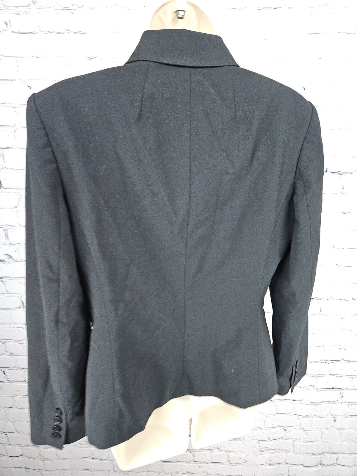 Anne Klein Black One Button Peak Lapel Lined Career Blazer Jacket 8