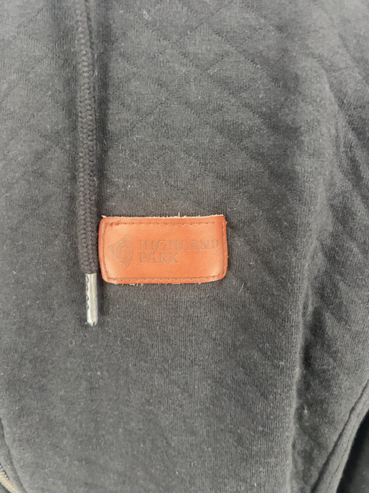 Highland Park Black Quilted Full Zip Hoodie Sweatshirt Orkney Patch S