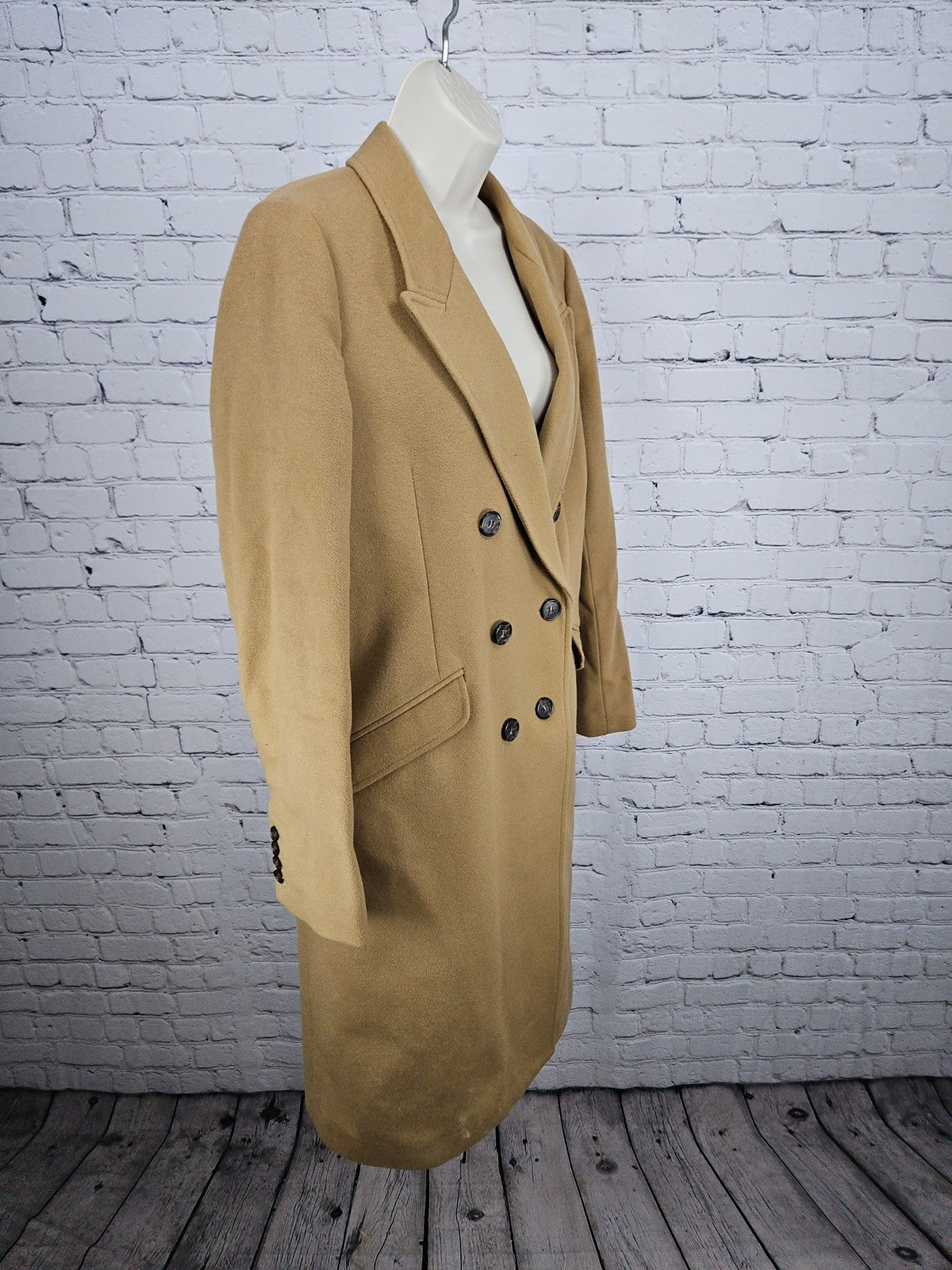 J.Crew Camel Wool Cashmere Blend Double Breasted Peak Lapel Topcoat 12