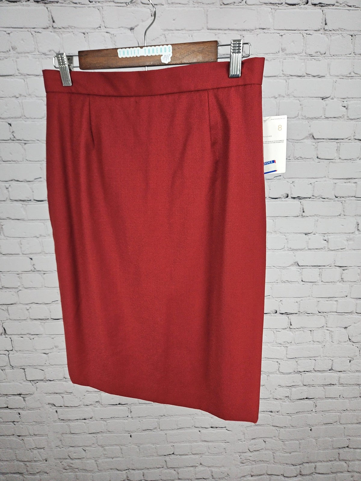 NWD VTG Liz Claiborne Collection Red 100% Merino Wool Lined Pencil Skirt 8