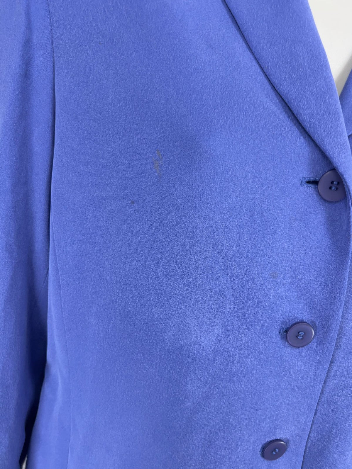 VTG Travis Ayers Periwinkle 100% Silk Shawl Collar 3 Button Lined Blazer 12