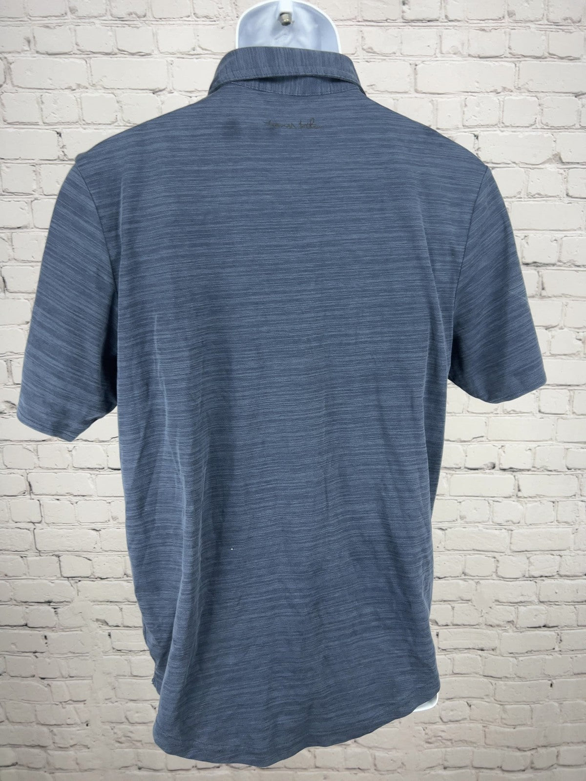 Travis Mathew Blue Heather Pima Cotton Blend Short Sleeve Golf Polo Shirt L