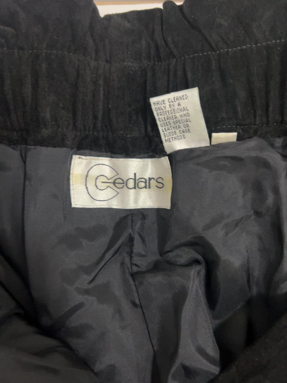 VTG Cedars Black Suede Leather Paperbag Waist Pleated Tapered Pants 6