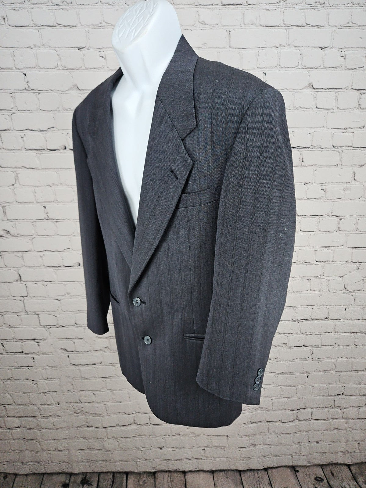 VTG Riserva Luciano Franzoni Gray Stripe Wool 2 Button Blazer Sport Coat 42R