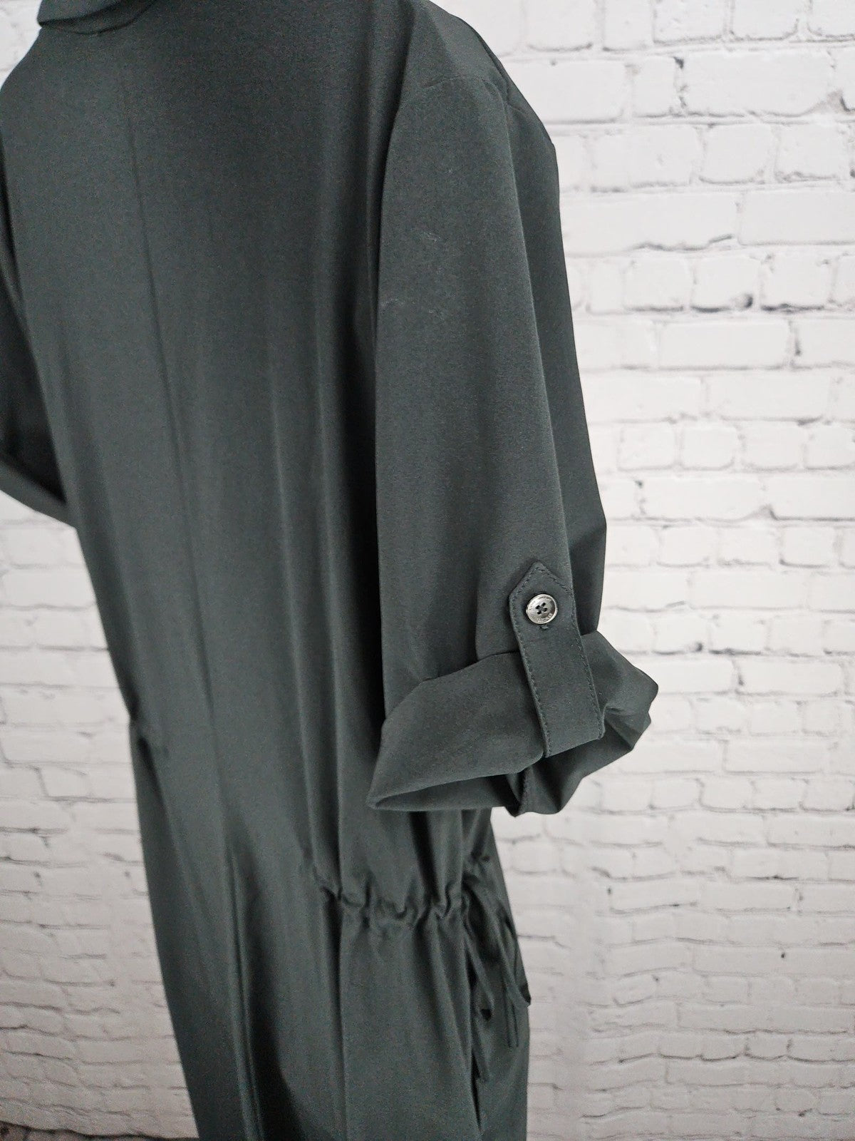 Royal Robbins Women's Black Shawl Collar Drawstring Waist Shirt Dress L
