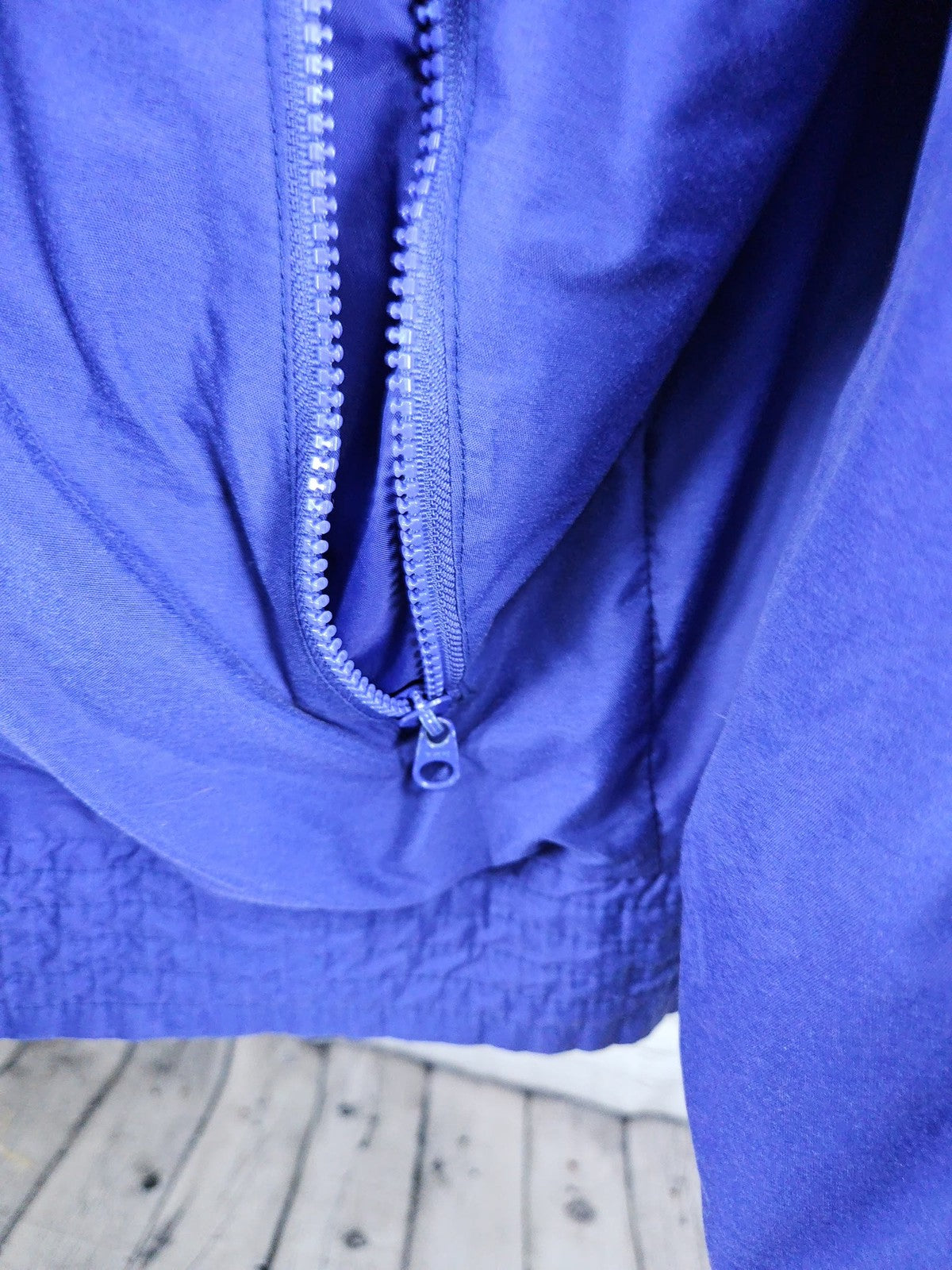 VTG Weekends Purple Teal Color Block Hooded Nylon Windbreaker Jacket Men's L