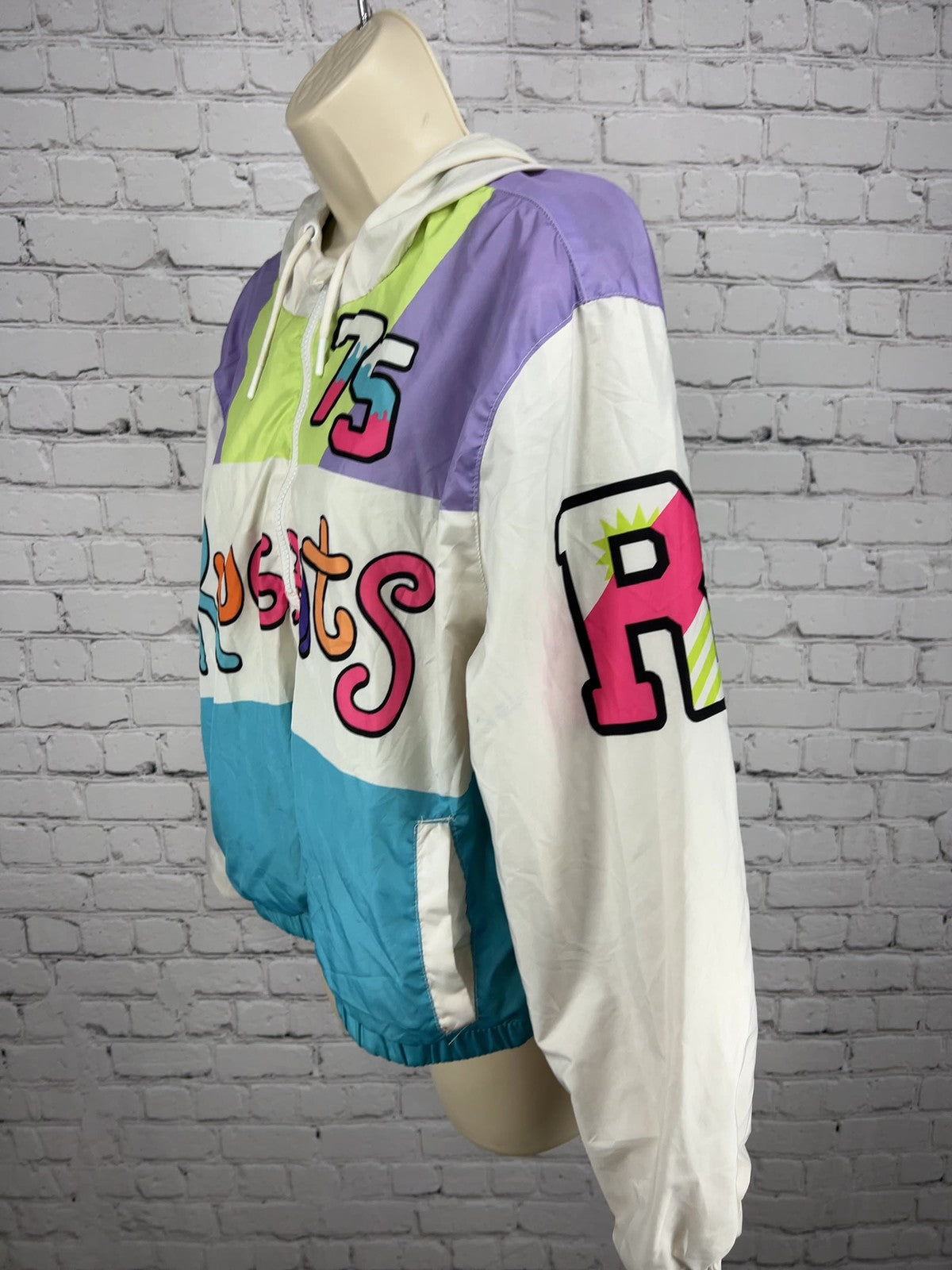 Members Only Nickelodeon Rugrats Cropped Half Zip Windbreaker Jacket L