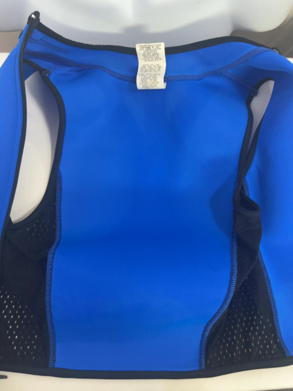 VTG Speedo Sport Systems Blue Full Zip Mesh Panel Sleeveless Swim Top Kids 10