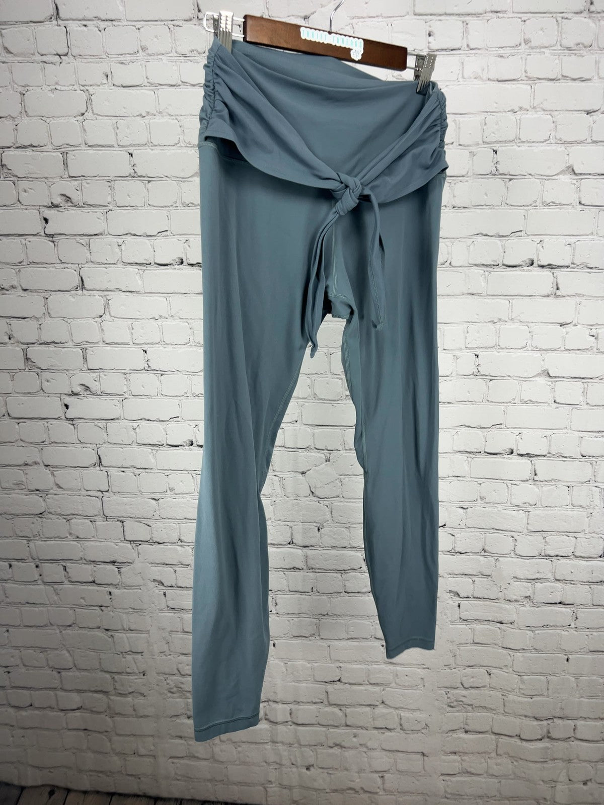 Lululemon Blue Ruched Tie Front High Rise Leggings Women's 12 (29X29)
