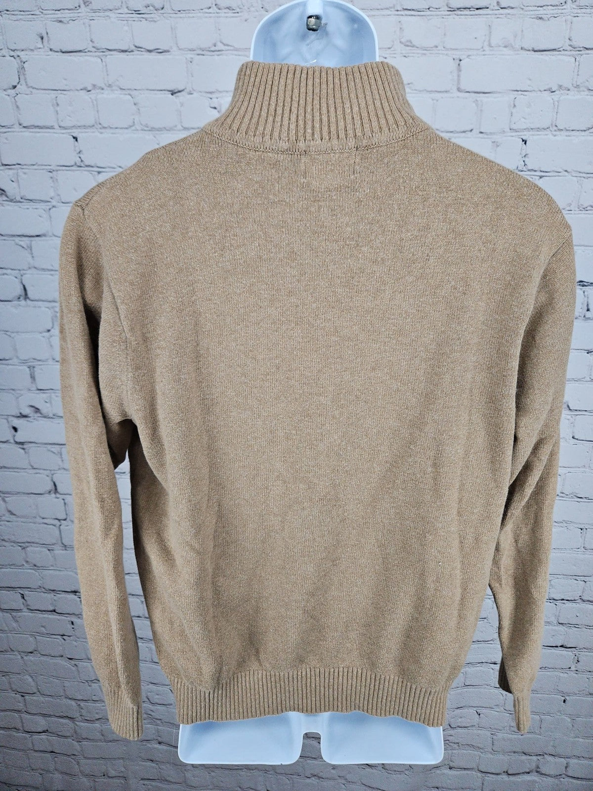 L.L. Bean Tan Cotton Cashmere Blend 1/4 Zip Pullover Men's Sweater M