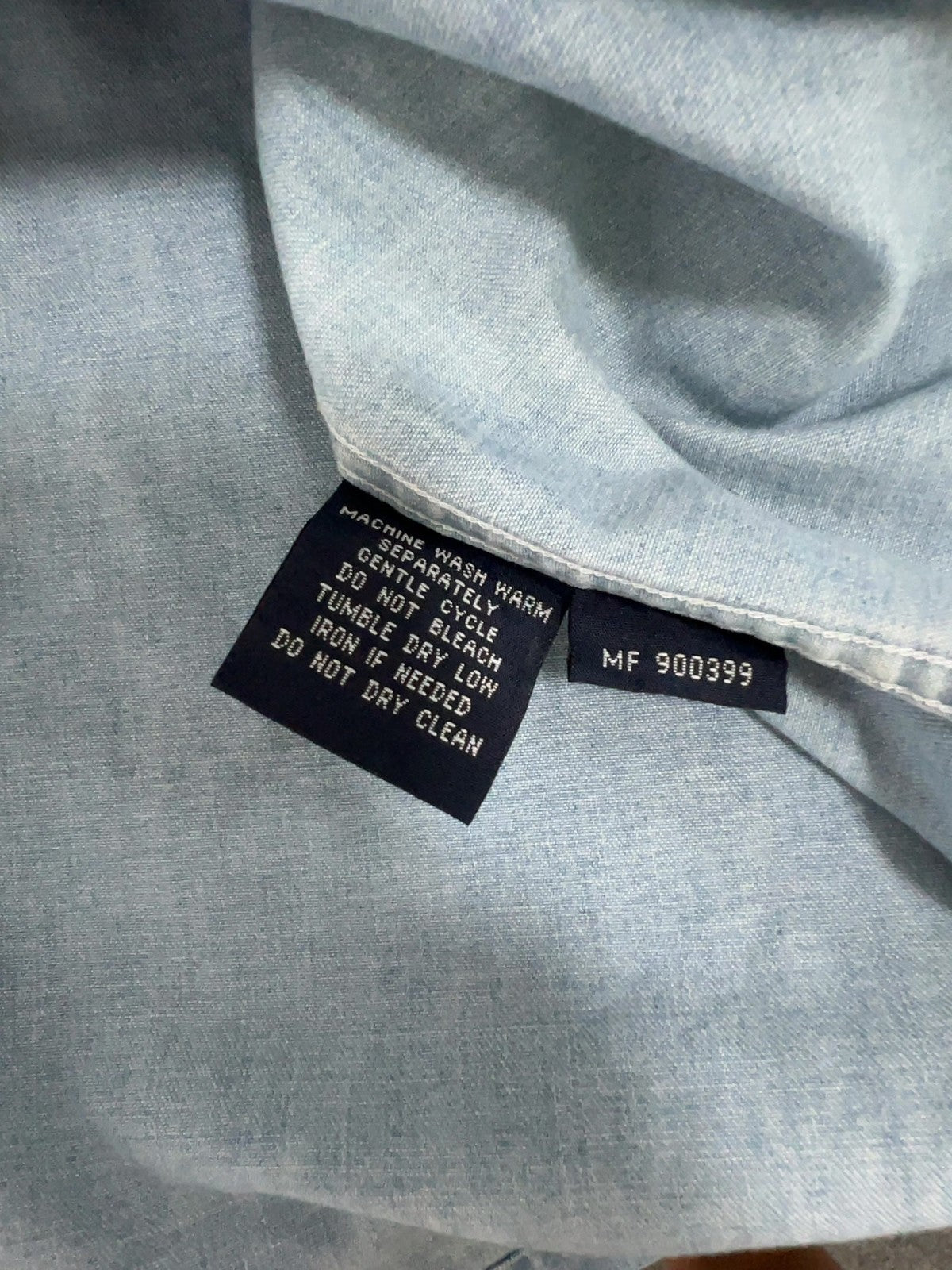VTG Faconnable Light Wash Denim Popover Short Sleeve Pocket Shirt Mens M