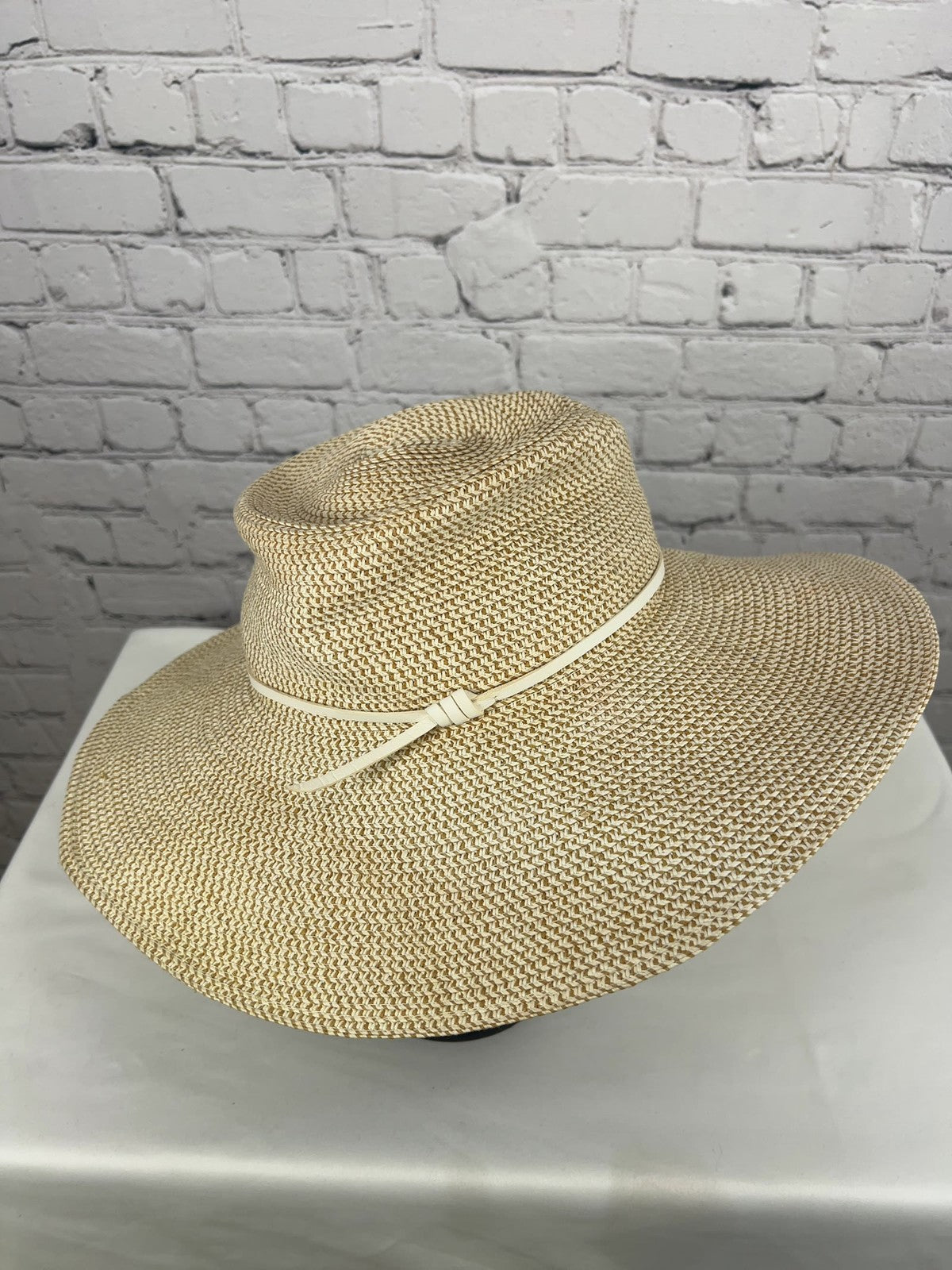 Nikki Beach Harper Tan Toyo Straw Wide Brim Sun Hat UPF 50+ One Size