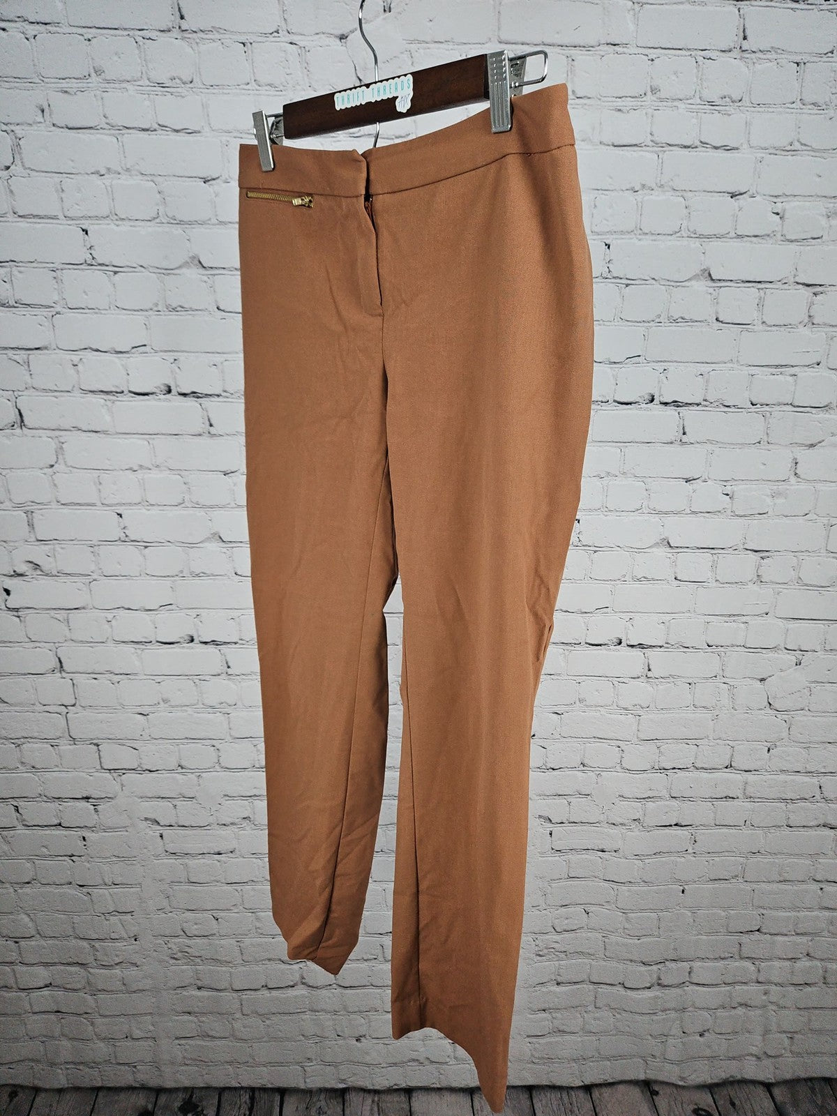 Ellen Tracy Brown Zip Pocket Slim Ankle Women's Dress Pants 2 (30X27.5)