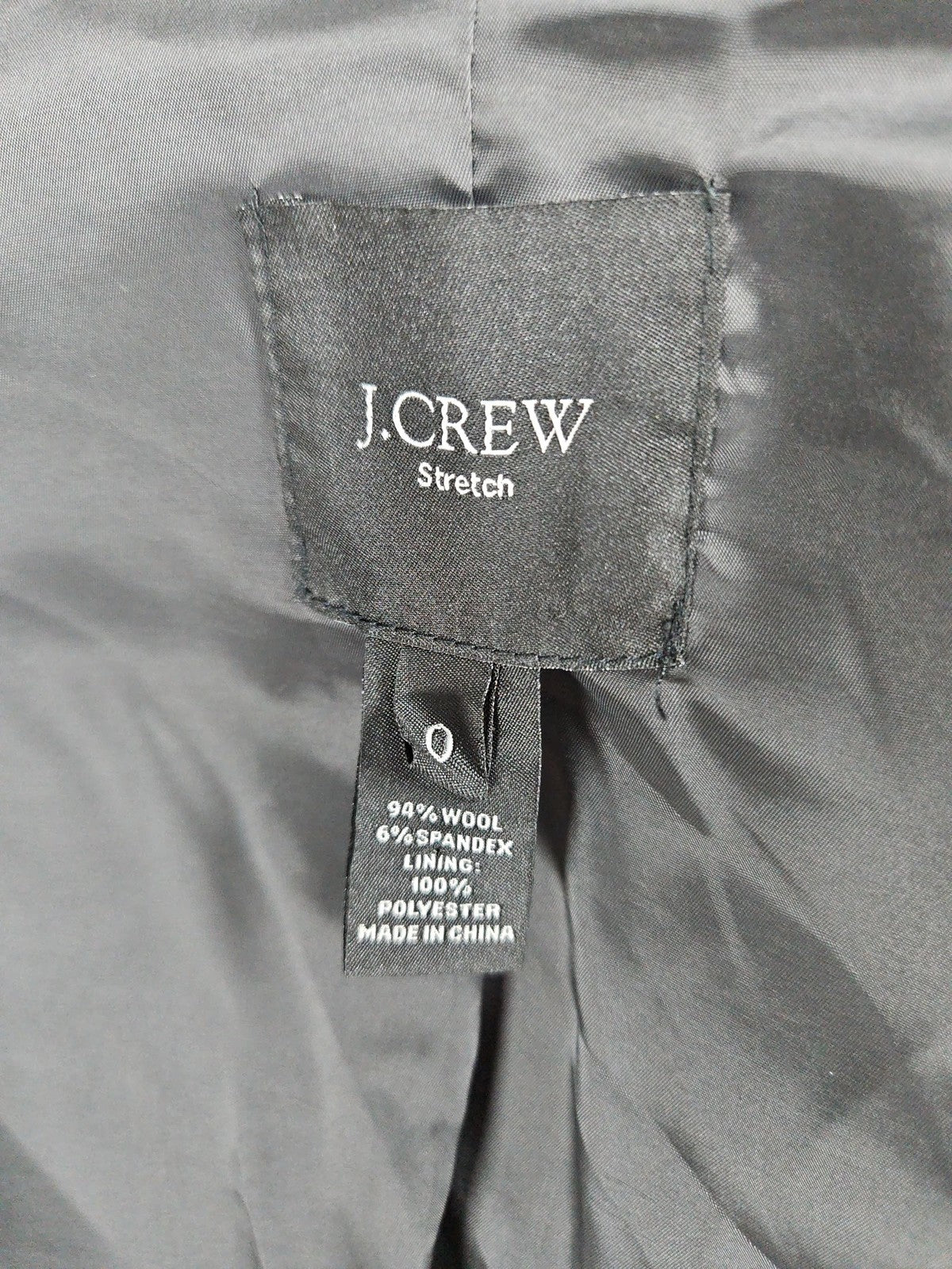 J.Crew Stretch Charcoal Gray Wool Blend 2 Button Notch Lapel Blazer Jacket 0