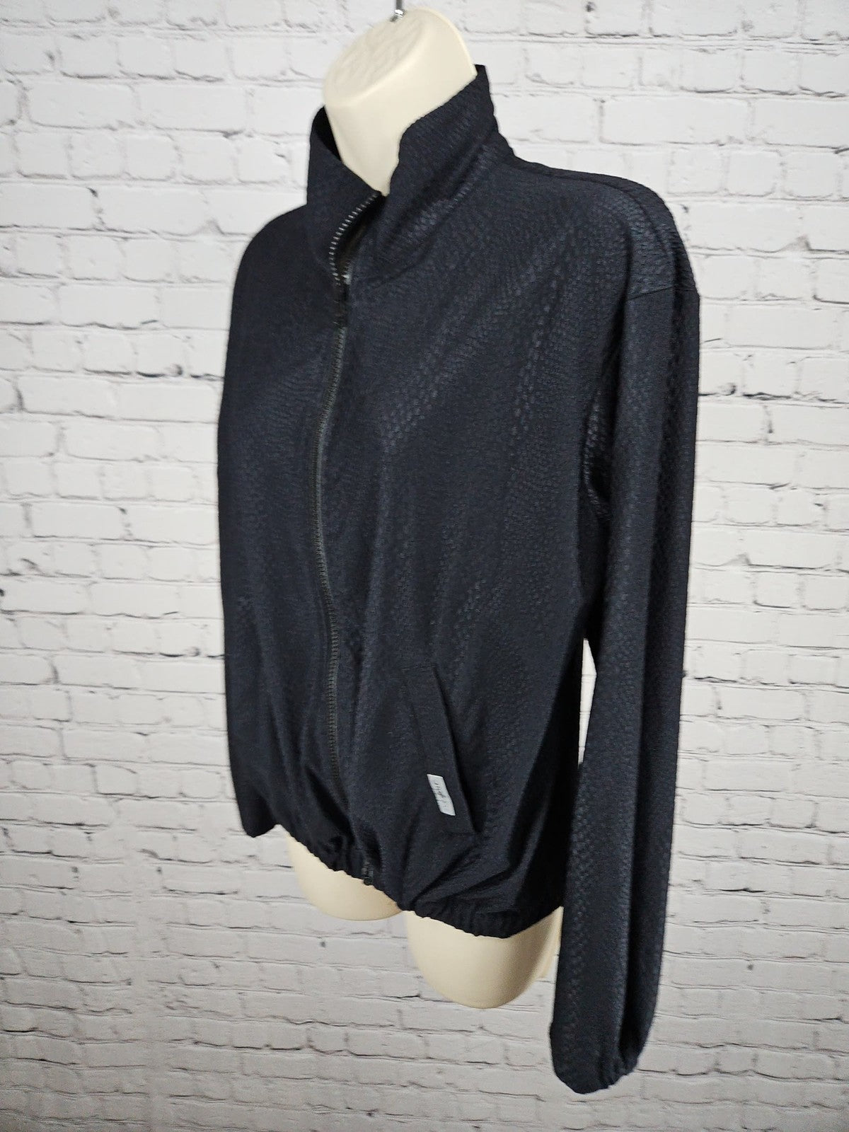 Foray Golf Black Textured Full Zip Stand Collar Jacket Women's S