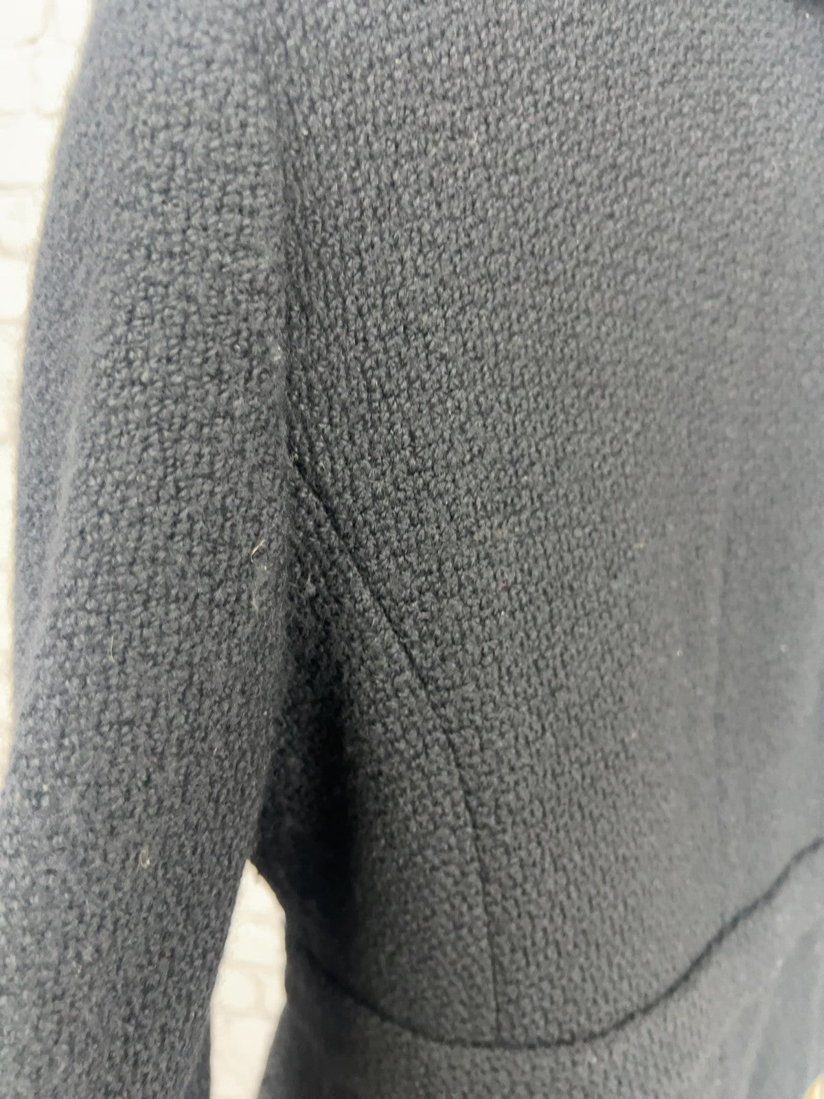 Ann Taylor LOFT Black Boucle Wool Blend Belted Cropped Blazer Jacket 8