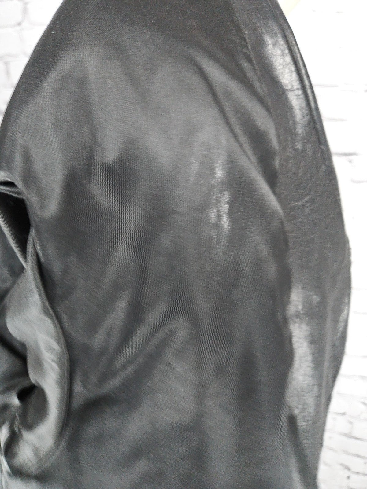 VTG Morgan Taylor Black Leather Asymmetric Shawl Collar Bomber Jacket Women's S
