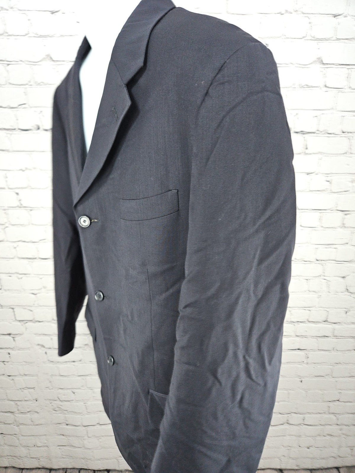VTG Giorgio Sanetti Navy 100% Wool 3 Button Notch Blazer Sport Coat Italy 42R